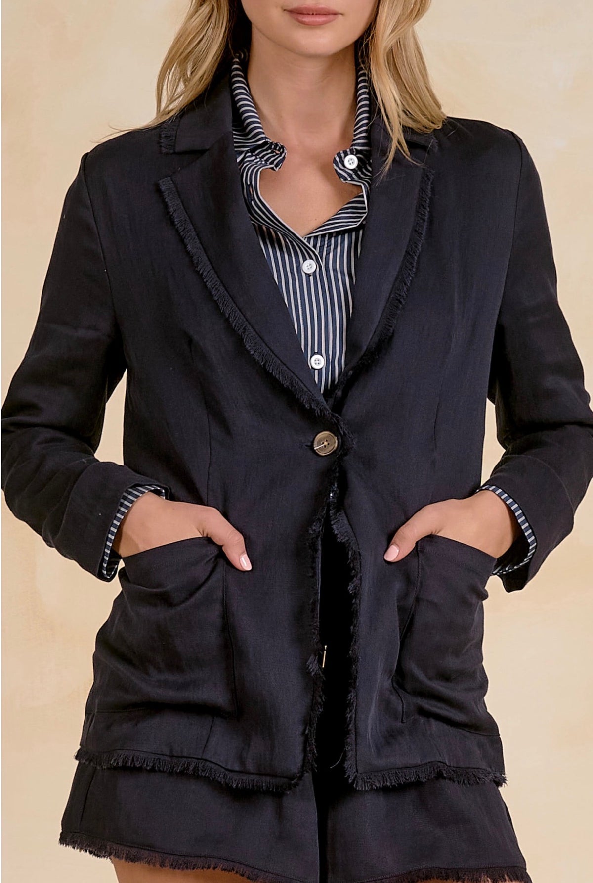 Linen Blazer Navy