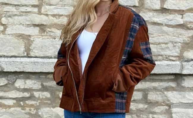 Corduroy Plaid Quilted Winter Jacket