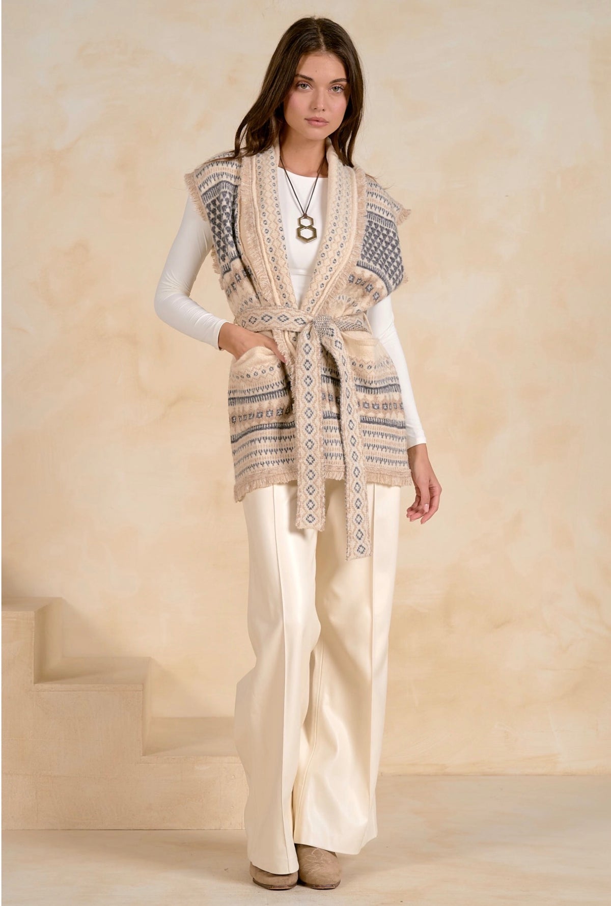 Cream Sleeveless Sweater