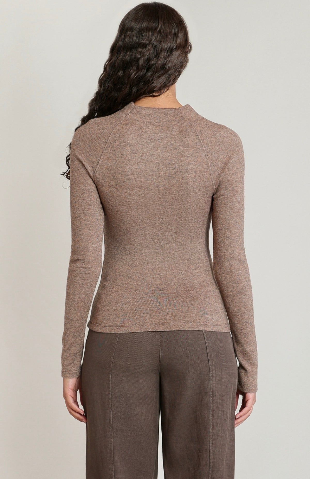 Raglan Sweater Top Light Heather Brown