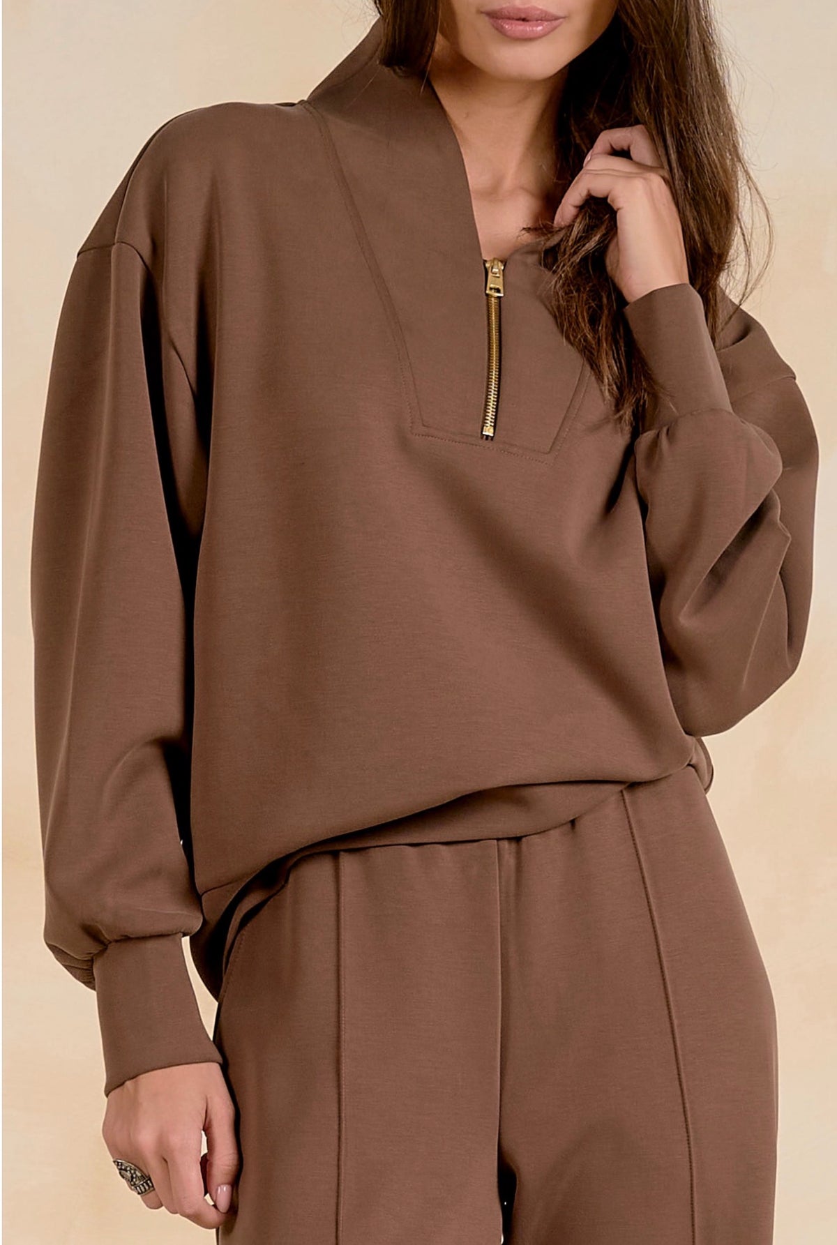 Long Sleeve 3/4 Zip Scuba Pullover