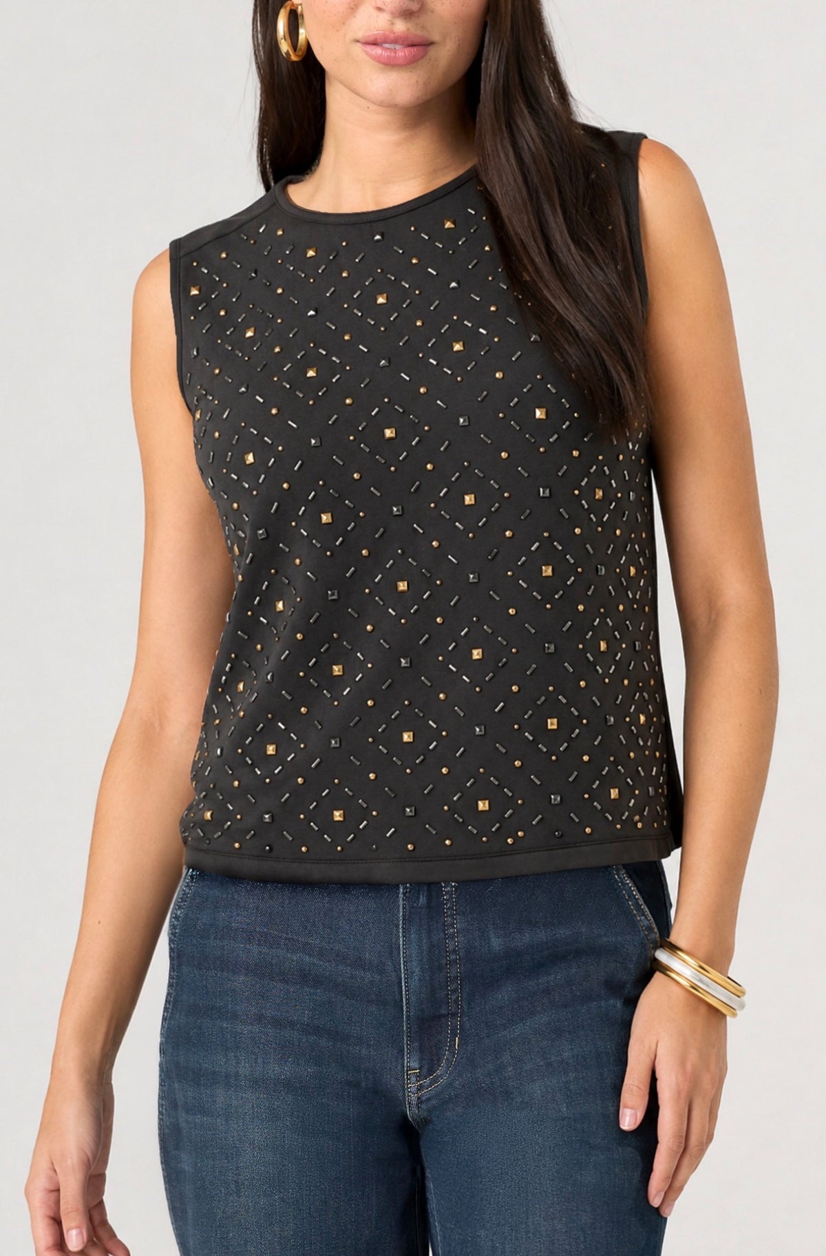 Sleeveless Embellished Knit Top