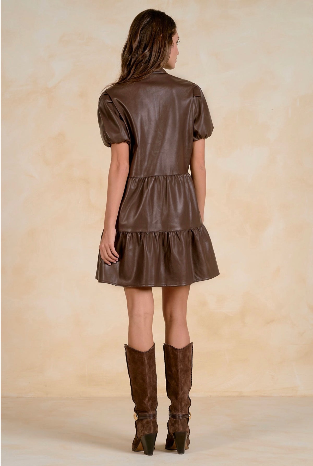 Elan Faux Leather Dress