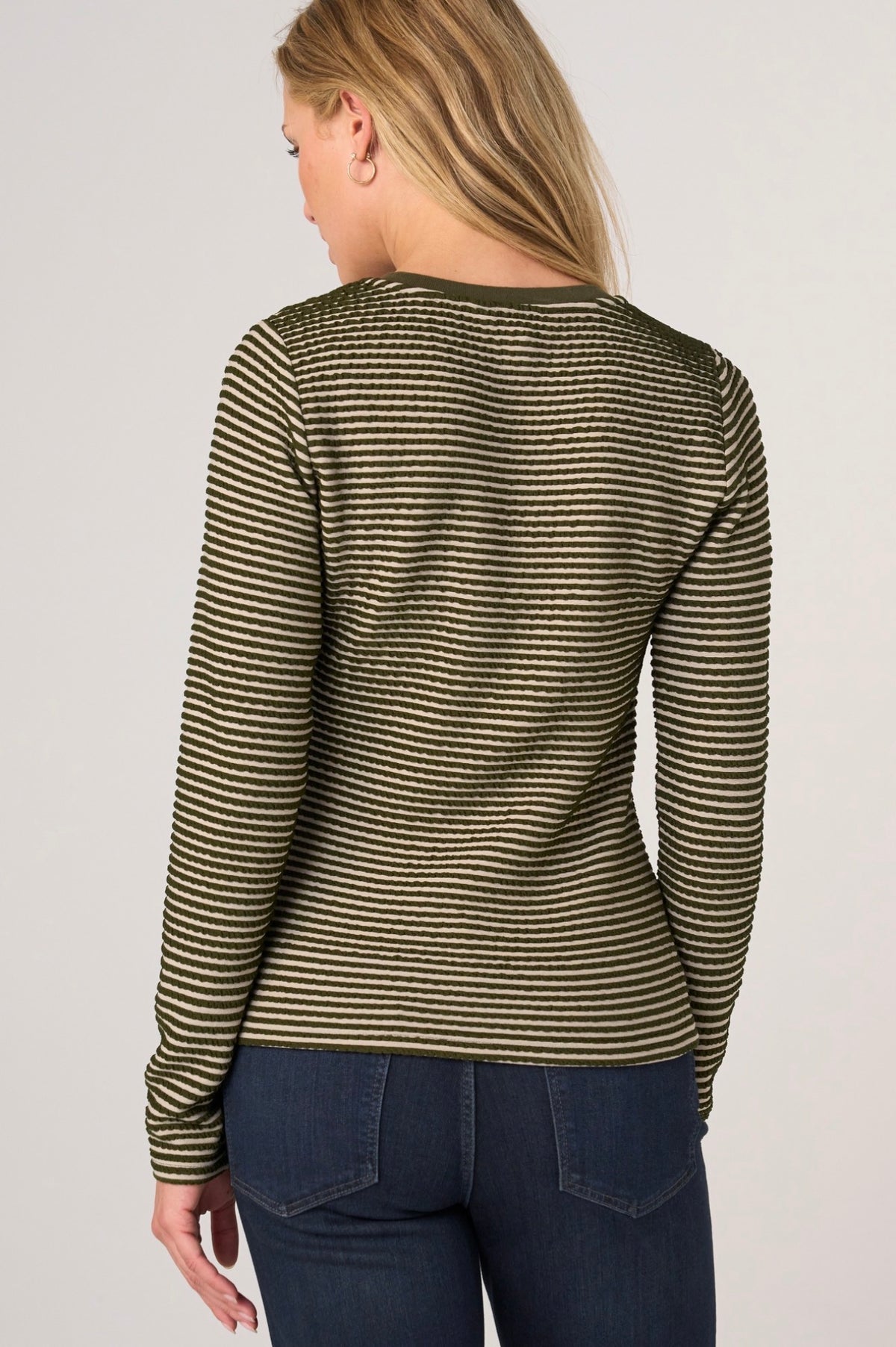Long Sleeve Henley Top With Trim