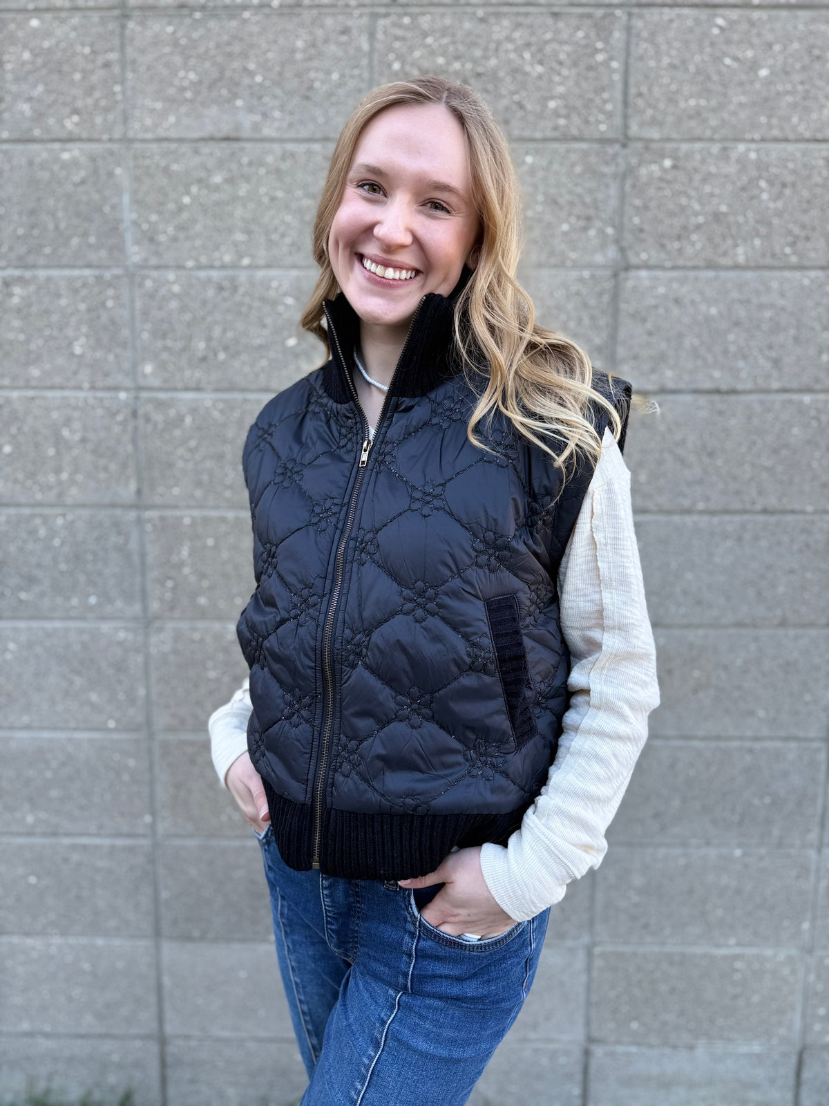 Mixed Media Vest Black