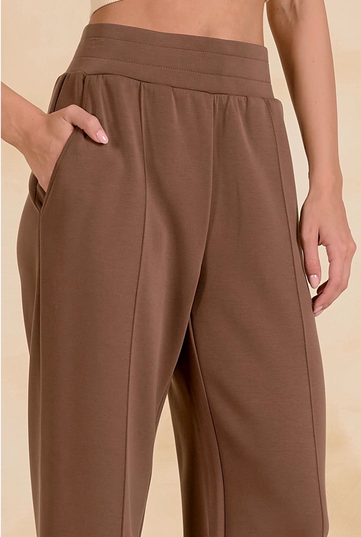 Soft High Rise Trousers W/Pockets