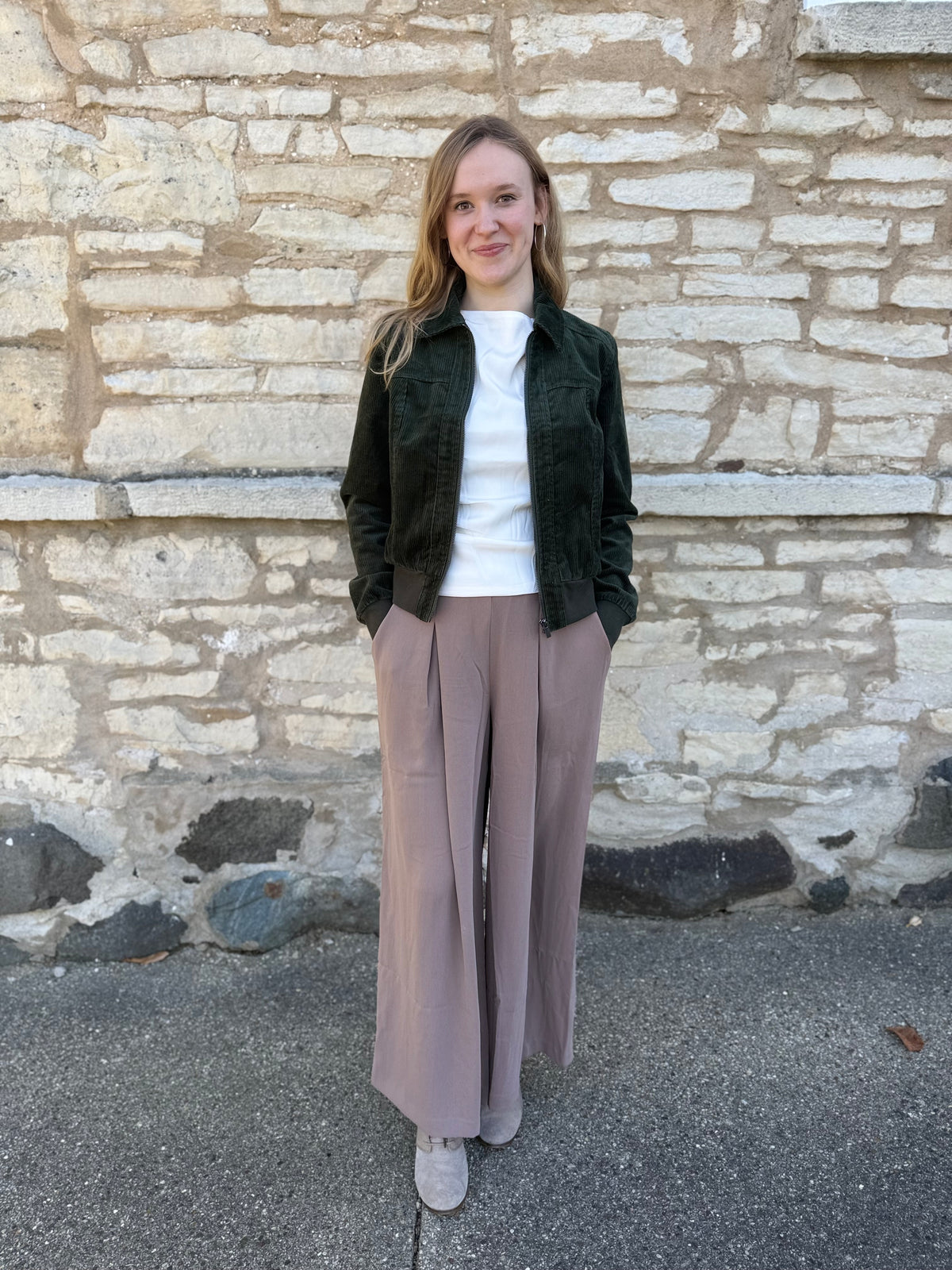 Zippered Front Collared Bomber Jacket
