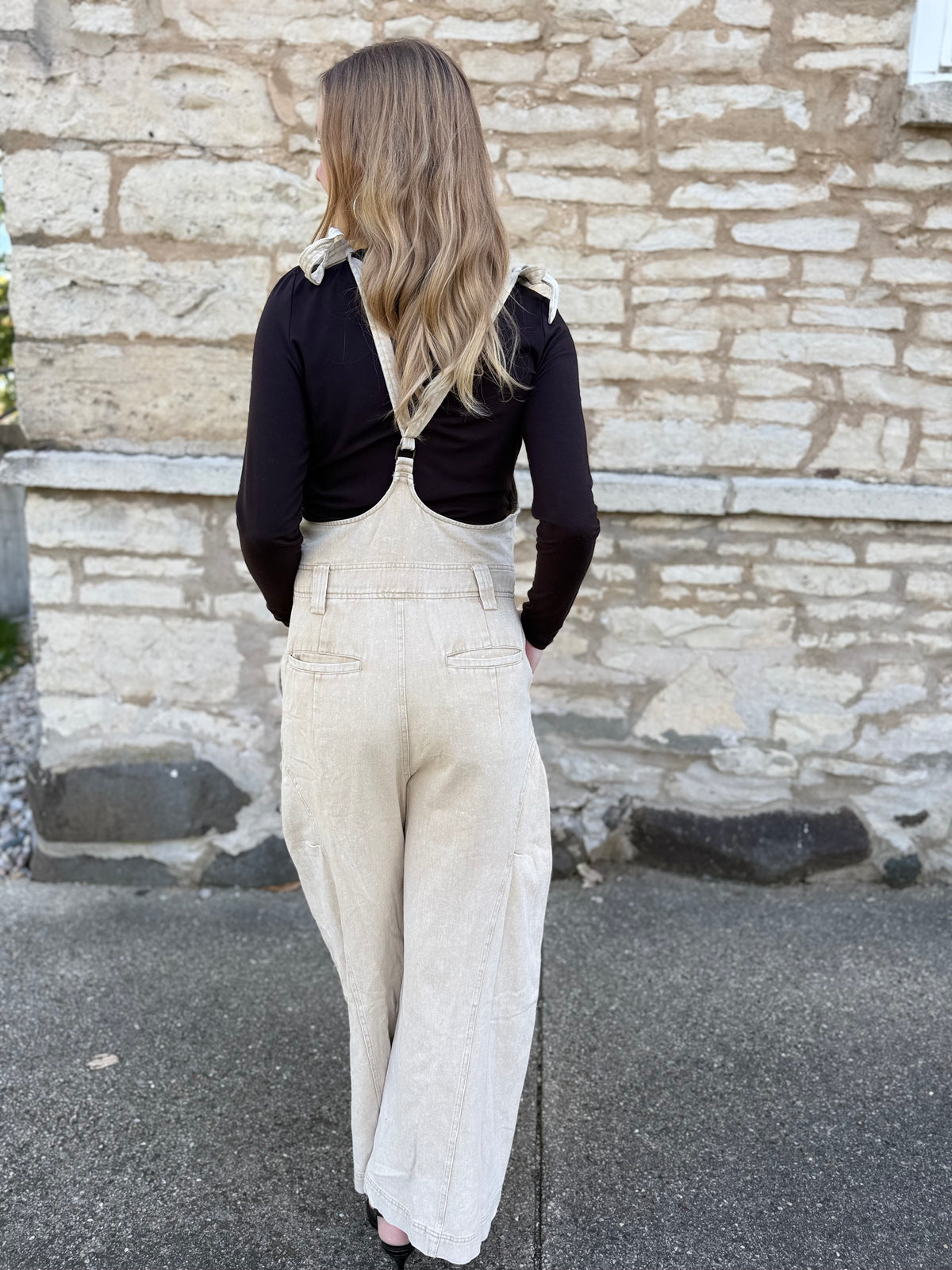 Washed Denim Barrel Pant Overalls
