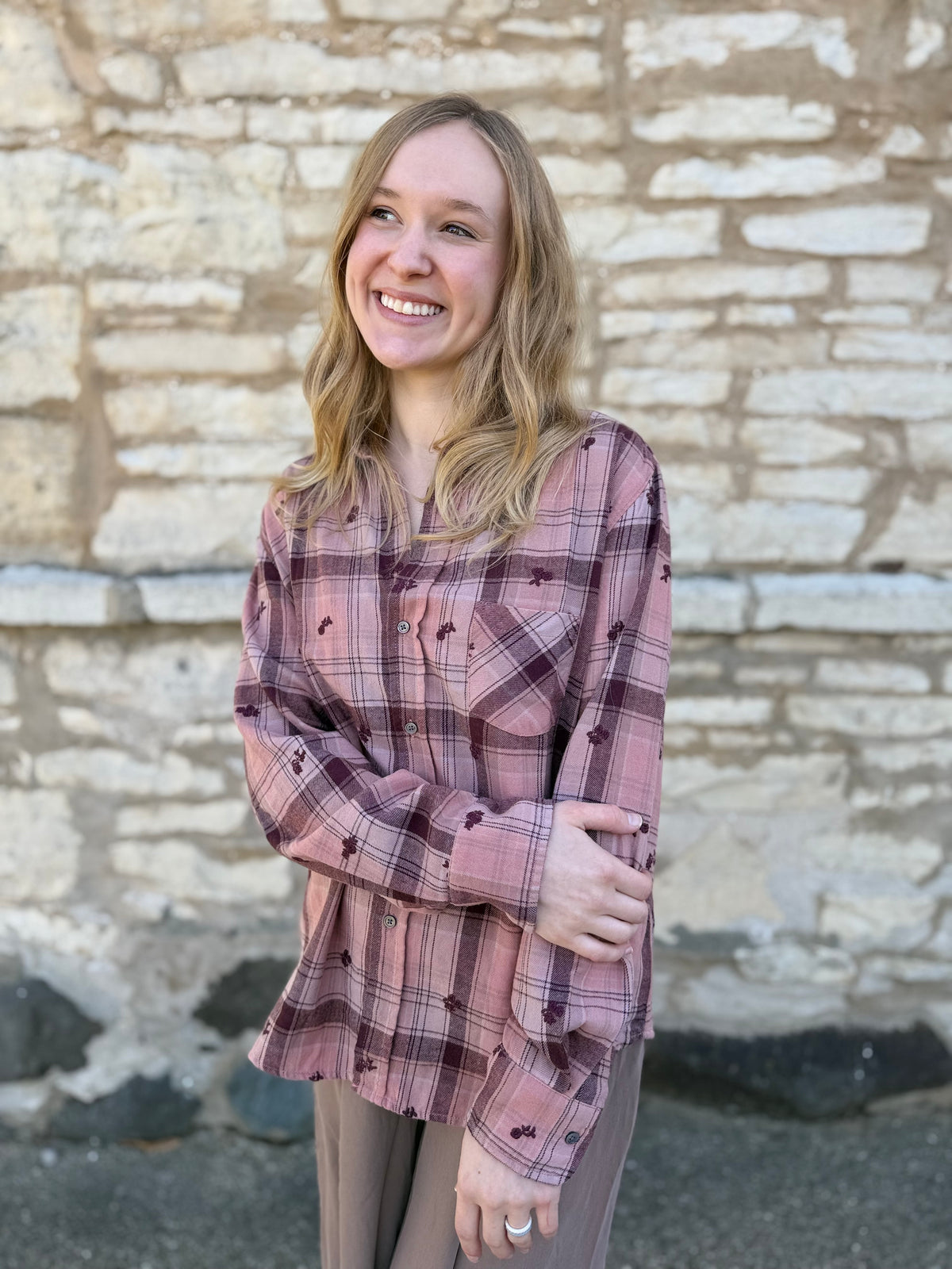 Galina Rosebury Plaid Top