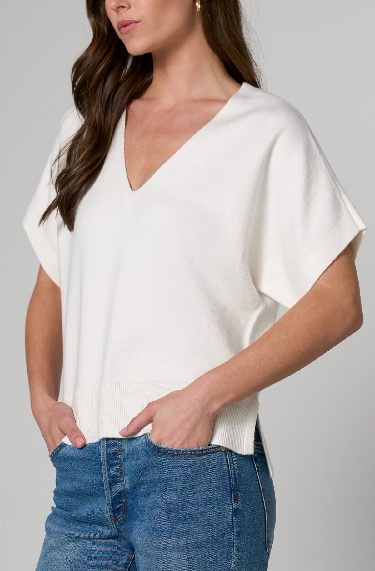 White Liverpool short sleeve v neck