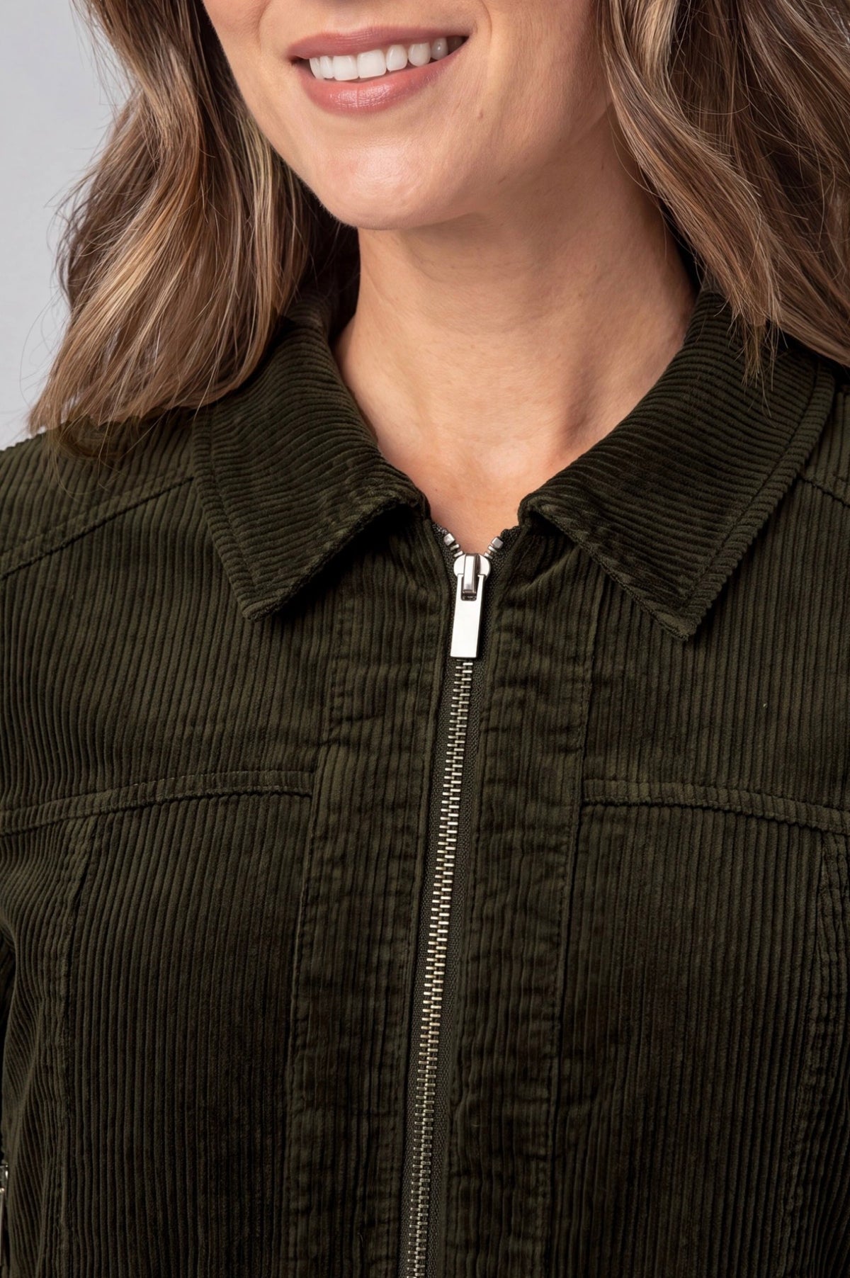 Zippered Front Collared Bomber Jacket