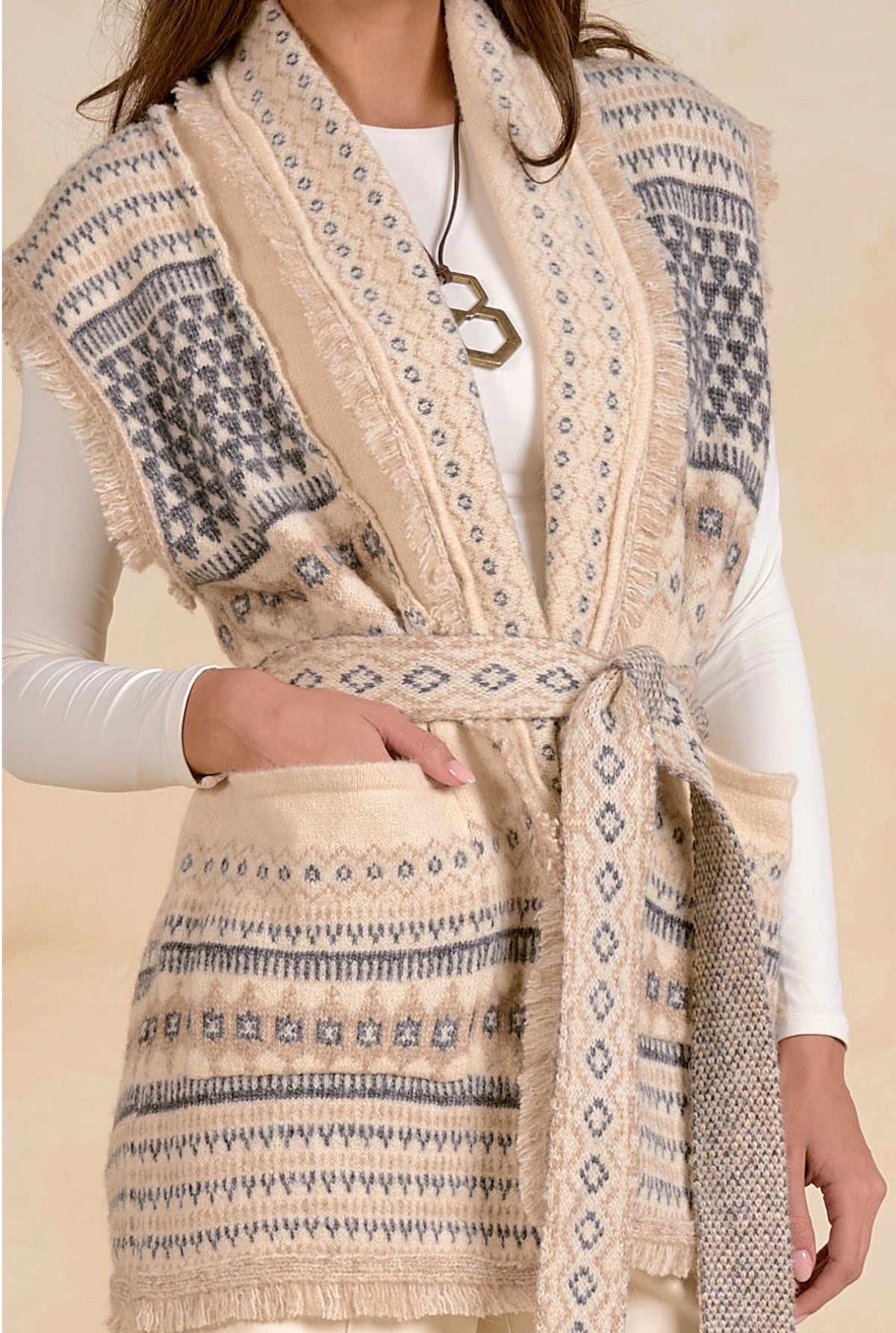 Cream Sleeveless Sweater