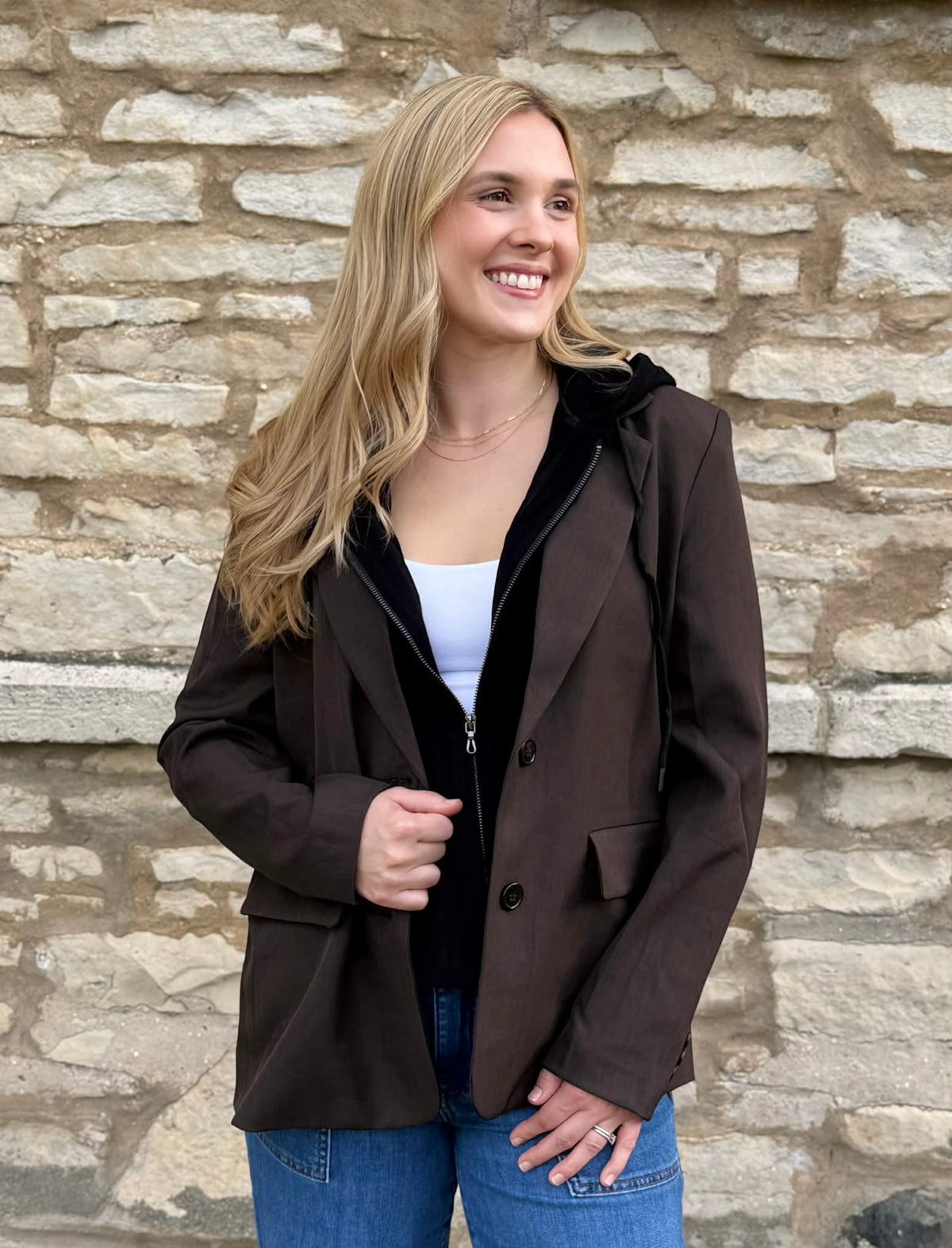 Detachable Hooded Blazer