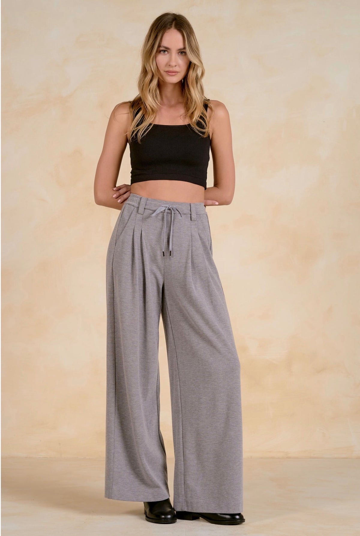 Wide Leg Pants Dark Grey