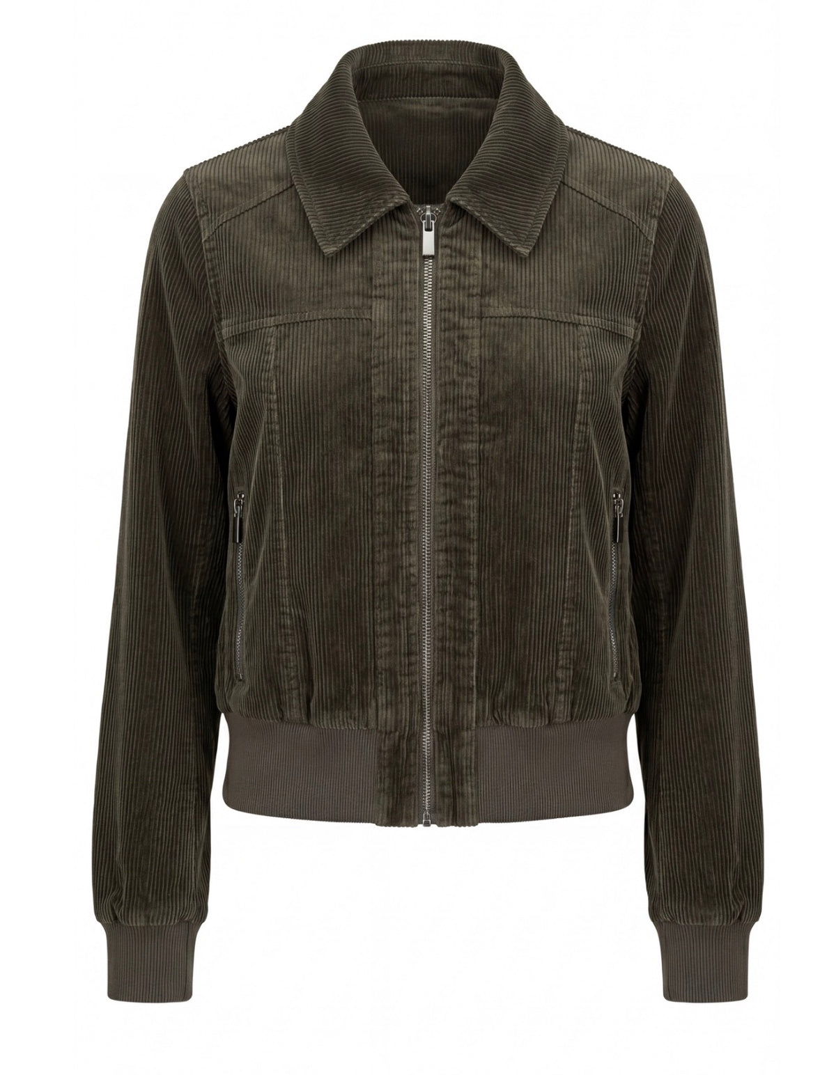 Zippered Front Collared Bomber Jacket