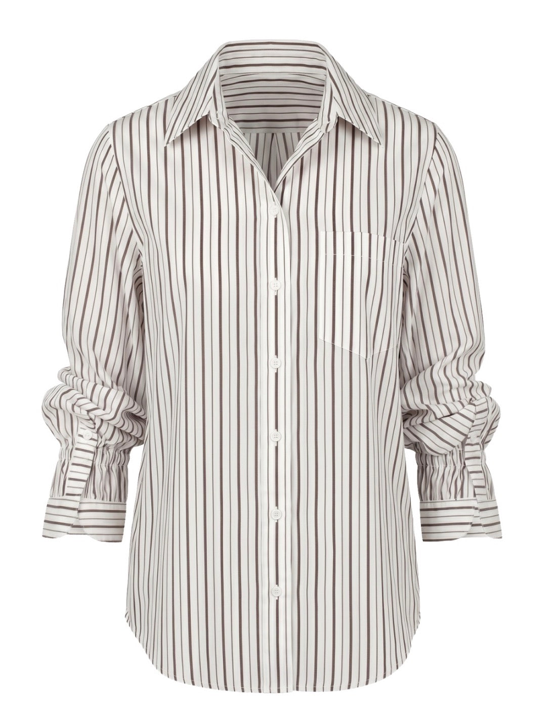 Striped Button Front Top Crm/Drk Expresso