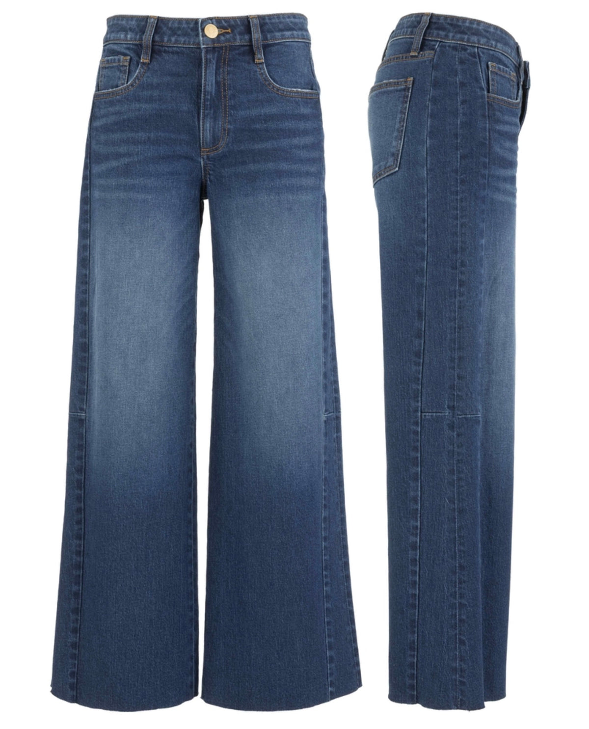 Meg High Rise Side Panel Raw Hem Denim