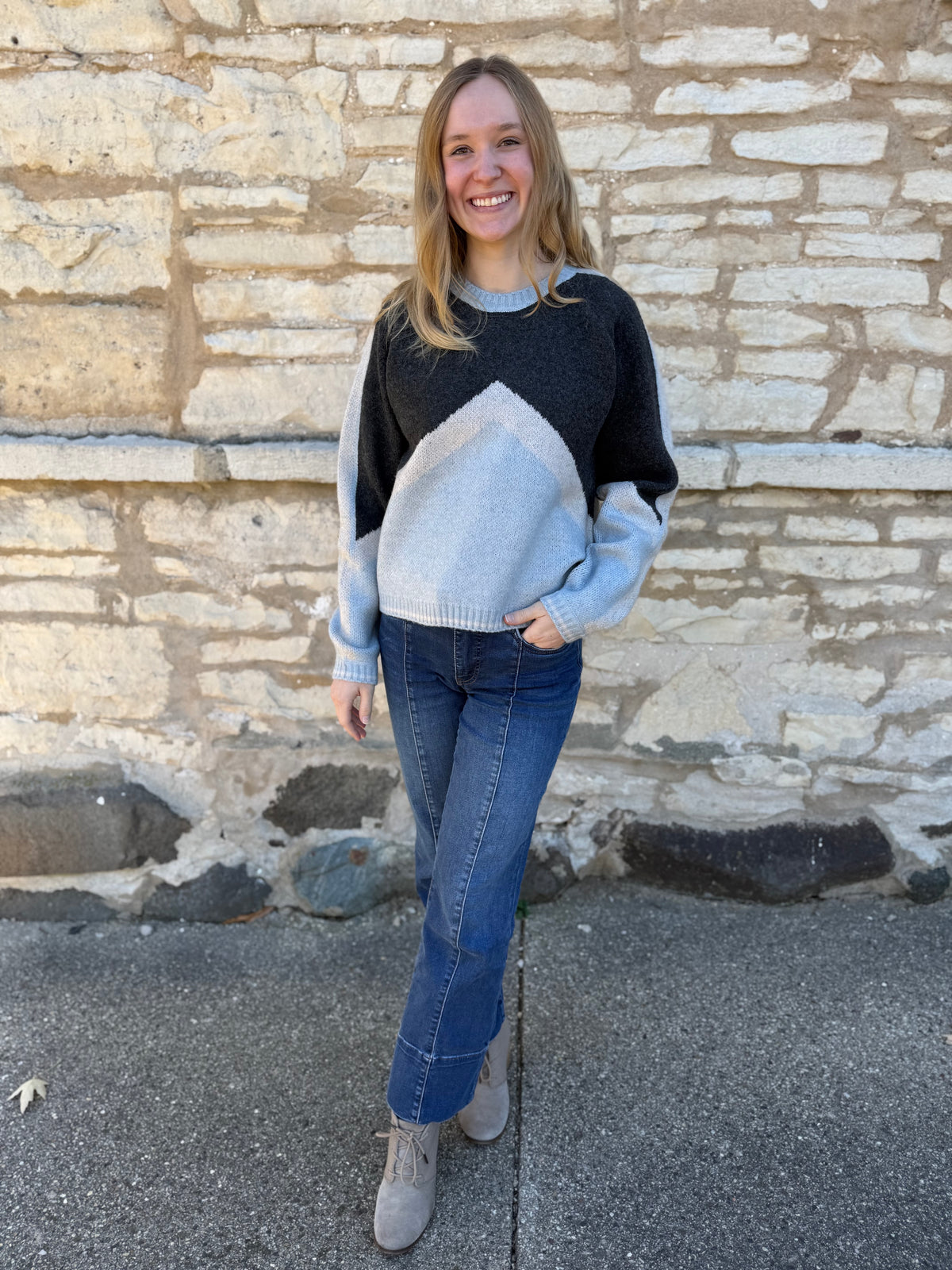 Long Sleeve Sweater Vintage Blue