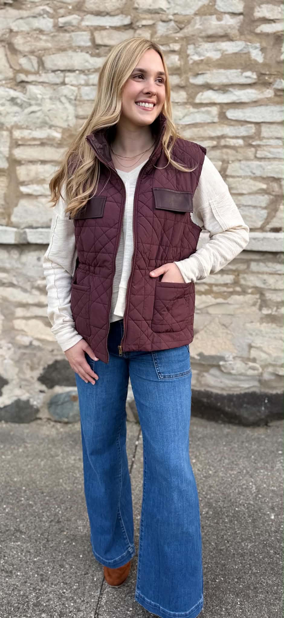 Quilted Vest Burgundy