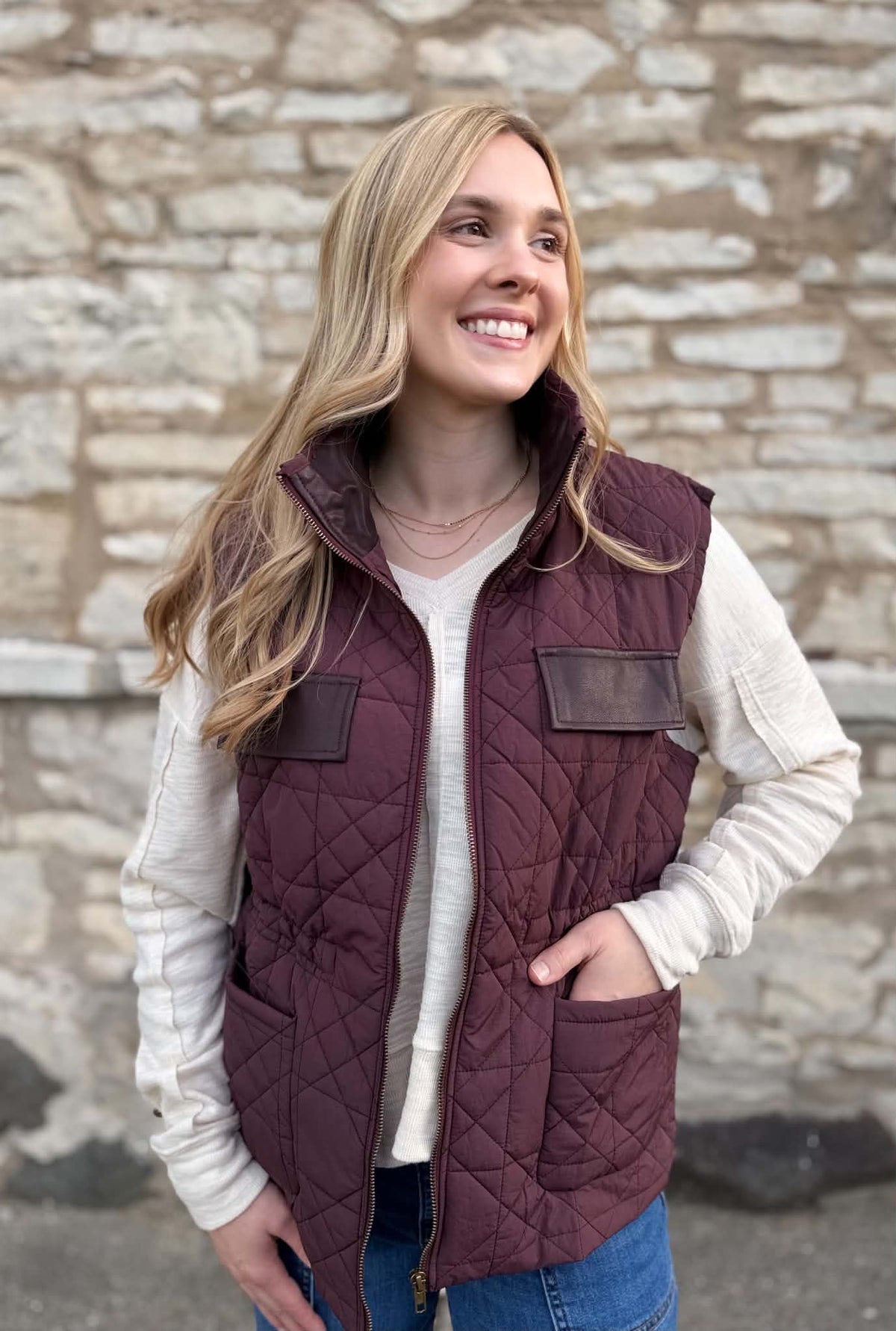 Quilted Vest Burgundy