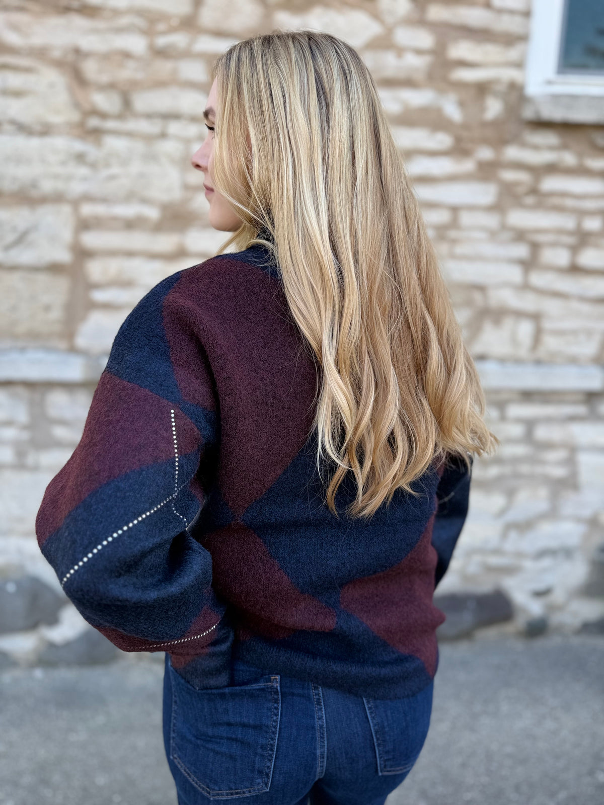Thessaly Sweater Sapphire Argyle
