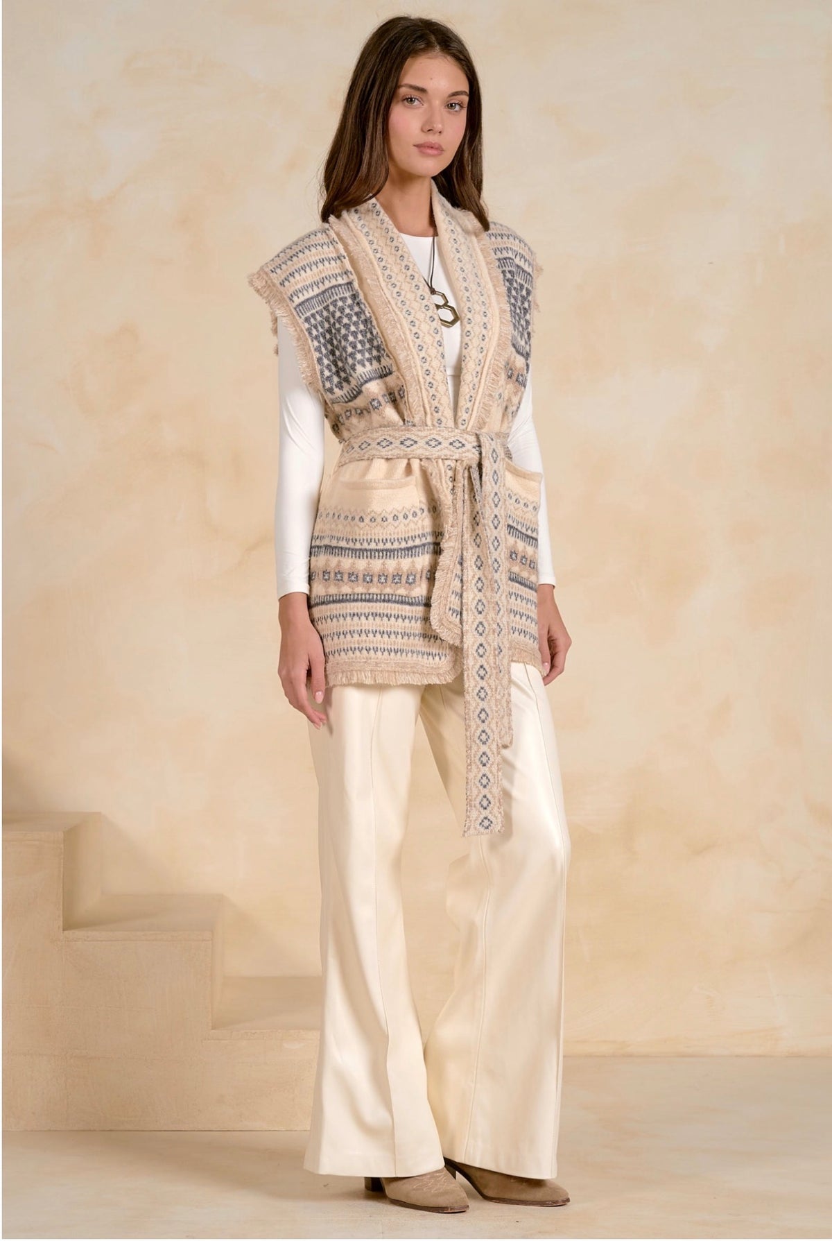 Cream Sleeveless Sweater