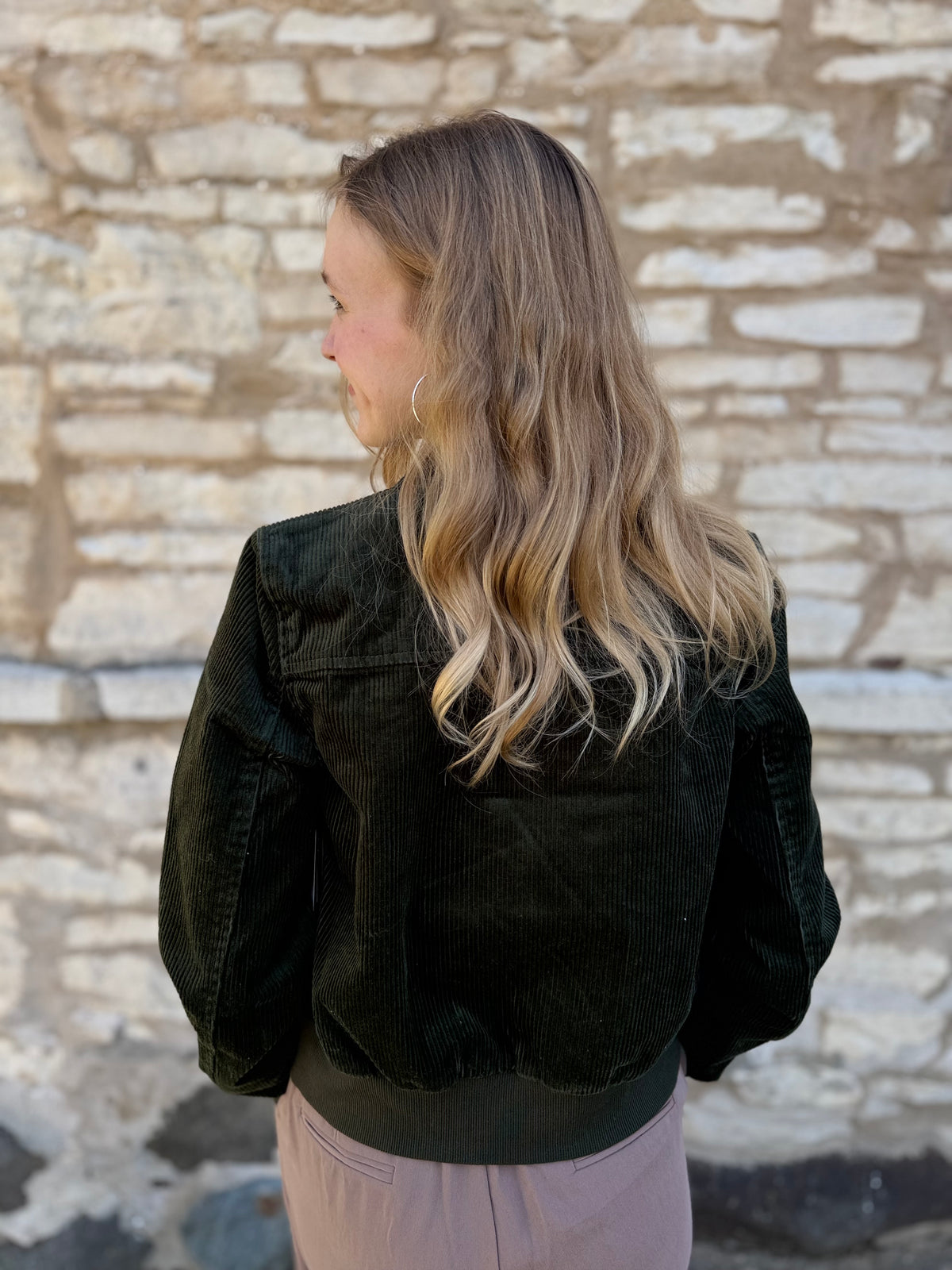 Zippered Front Collared Bomber Jacket