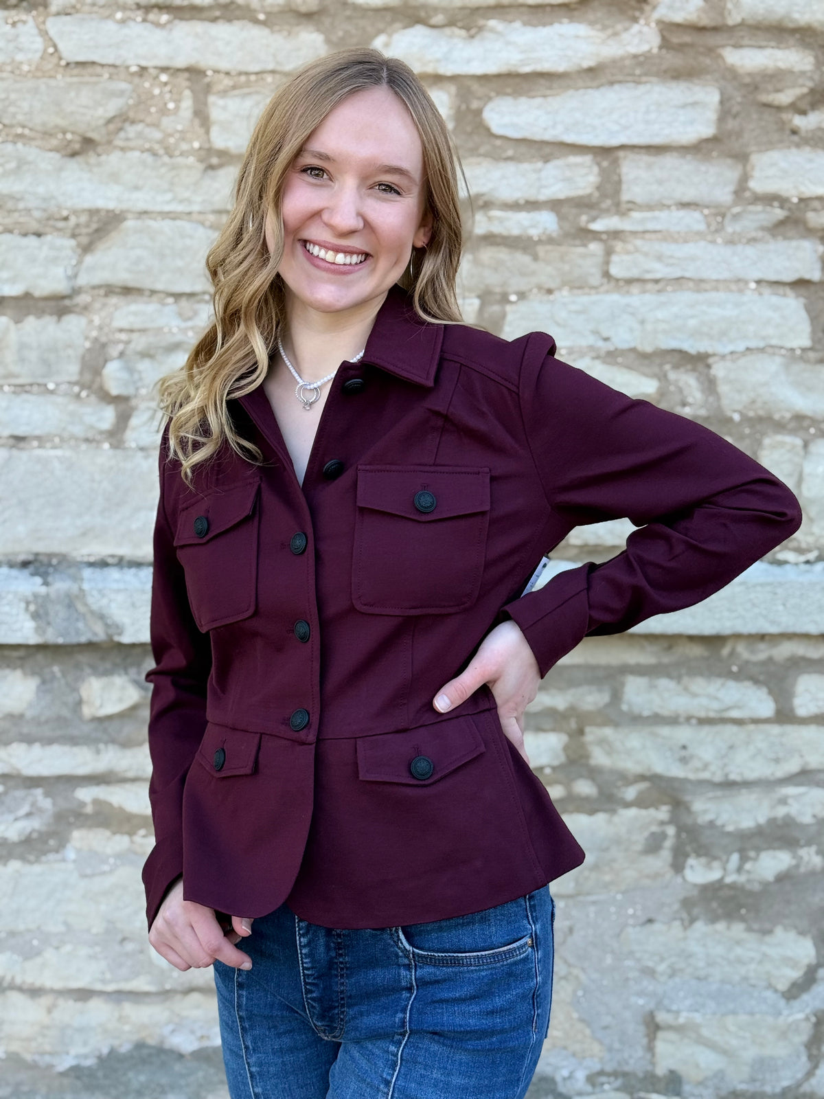 Peplum Jacket Dark Oxblood