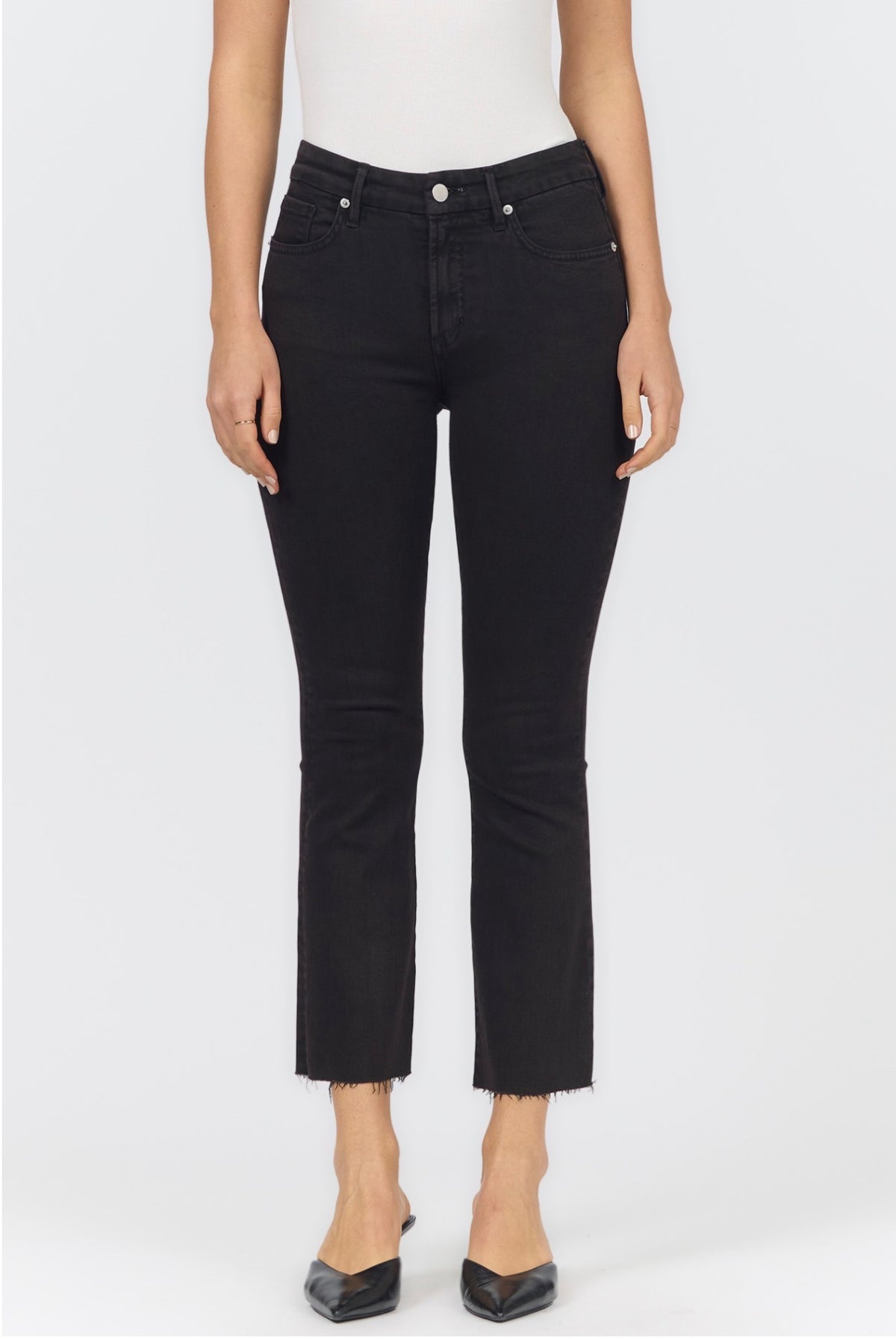 Jeanne Mid Rise Raw Hem Pant Chocolate Torte