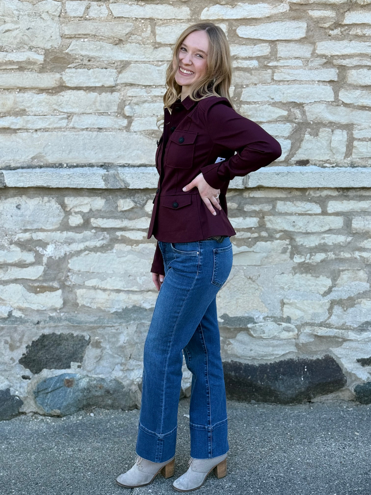 Peplum Jacket Dark Oxblood