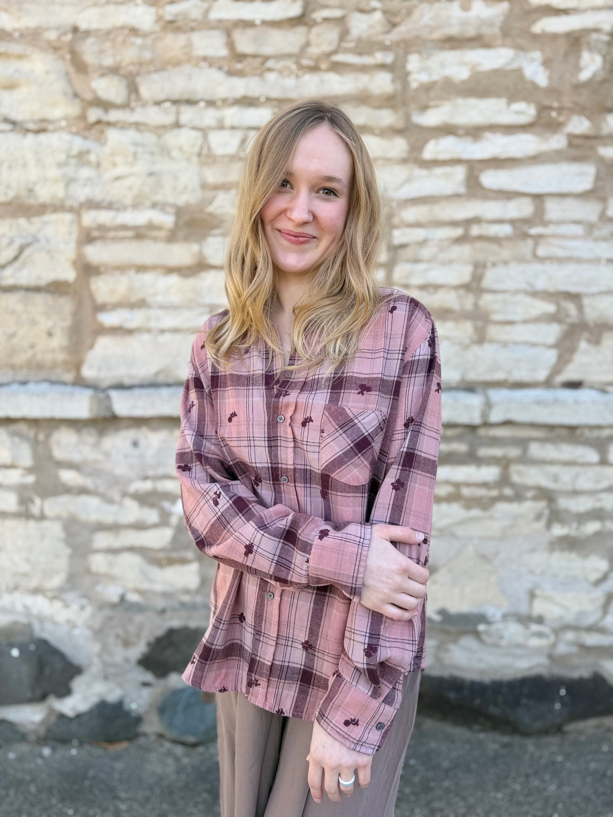 Galina Rosebury Plaid Top