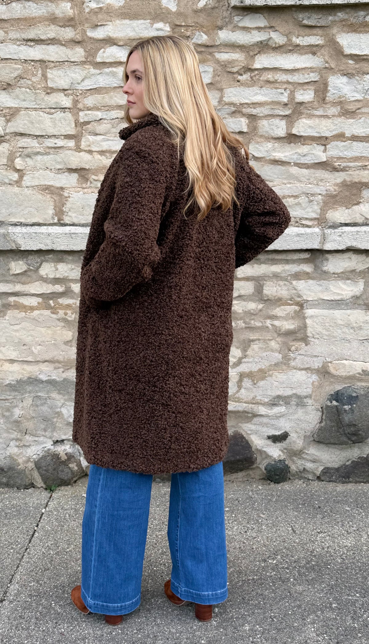 Double Breasted Coat Teddy Brown