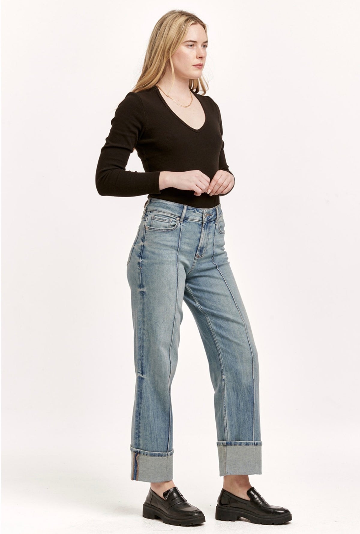Holly High Rise Cuffed Denim