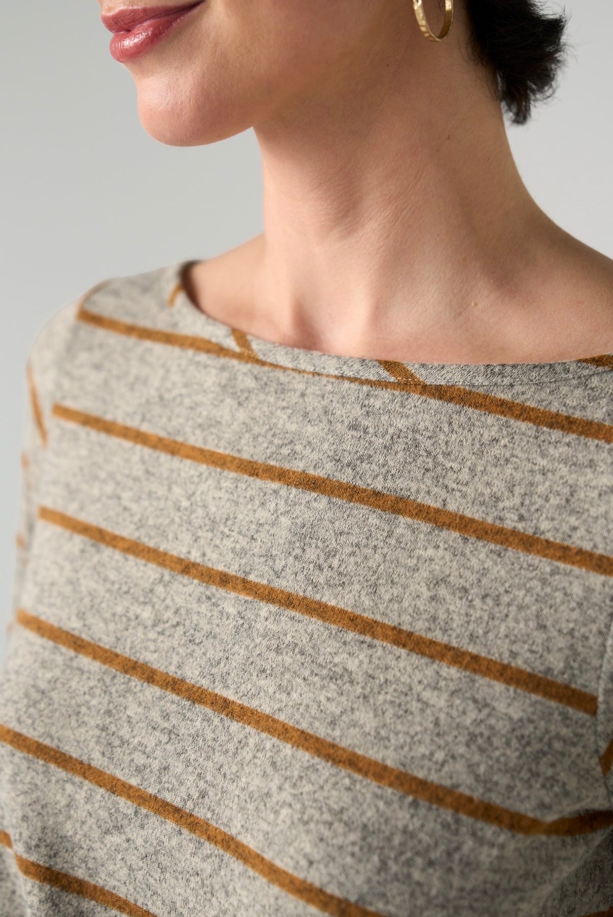 Long Sleeve Boat Neck Top With Twist Detail