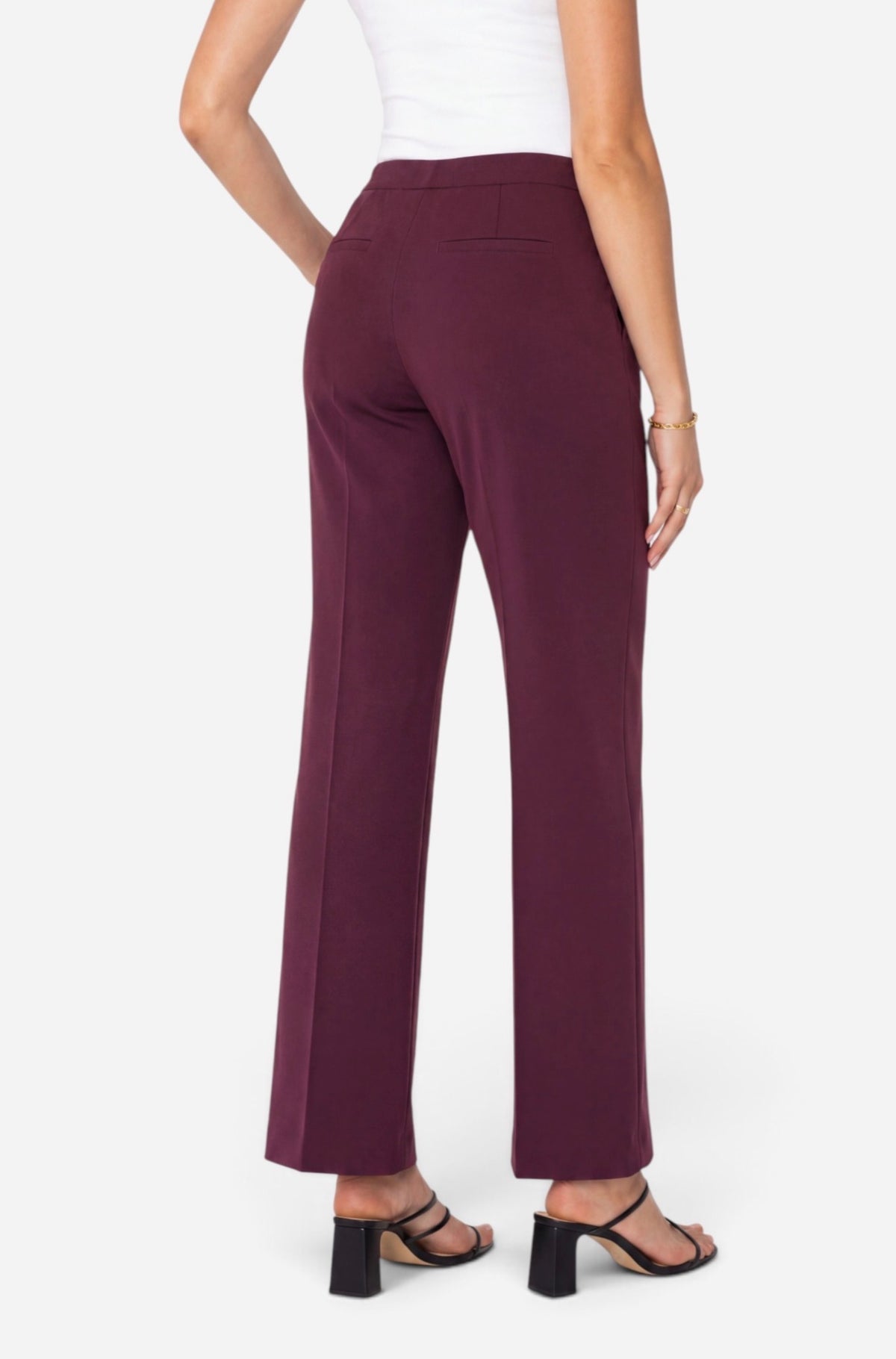 Kayla Pull On Wide Leg Trousers Dark Oxblood