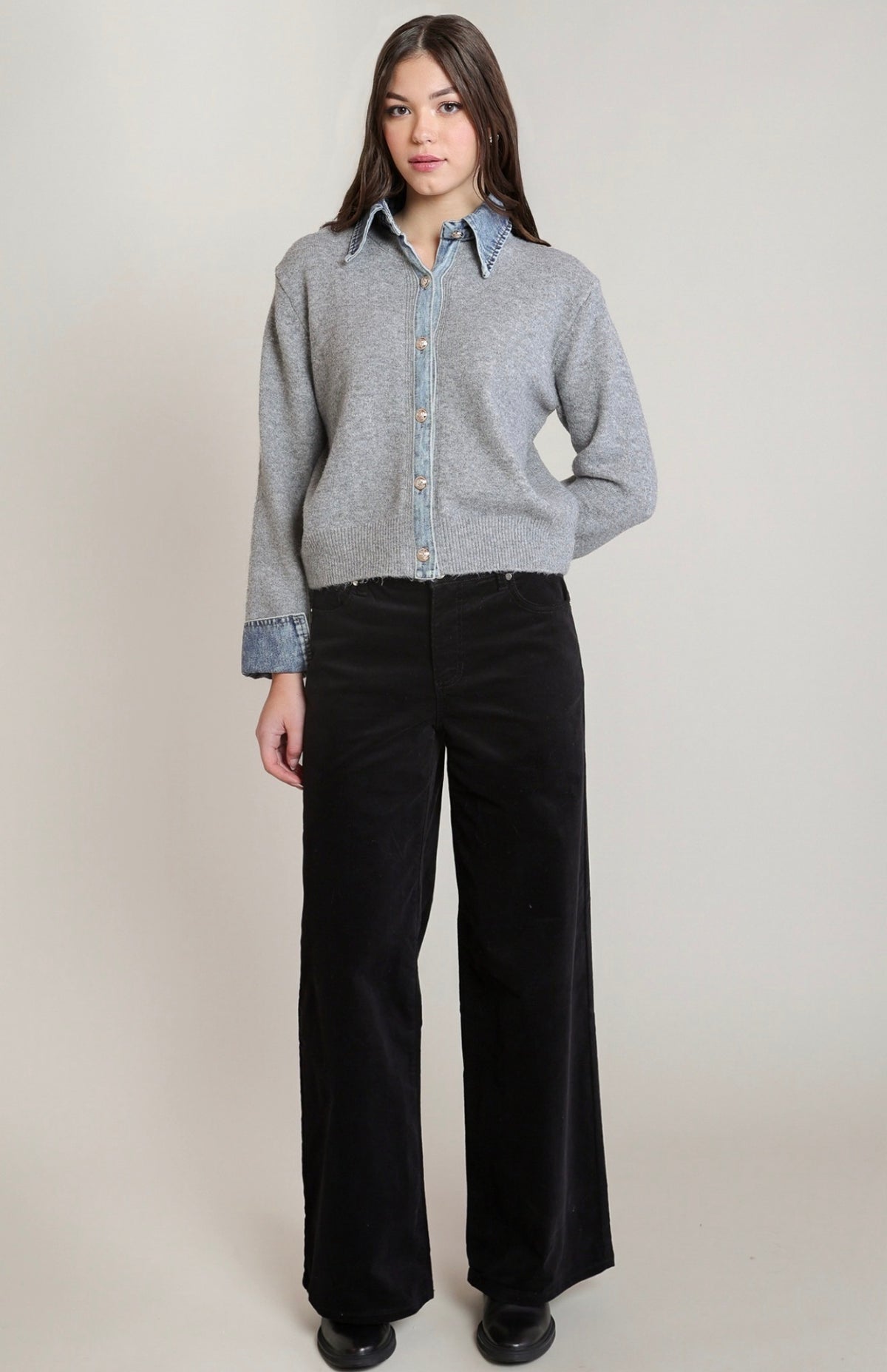 Denim Trim Sweater