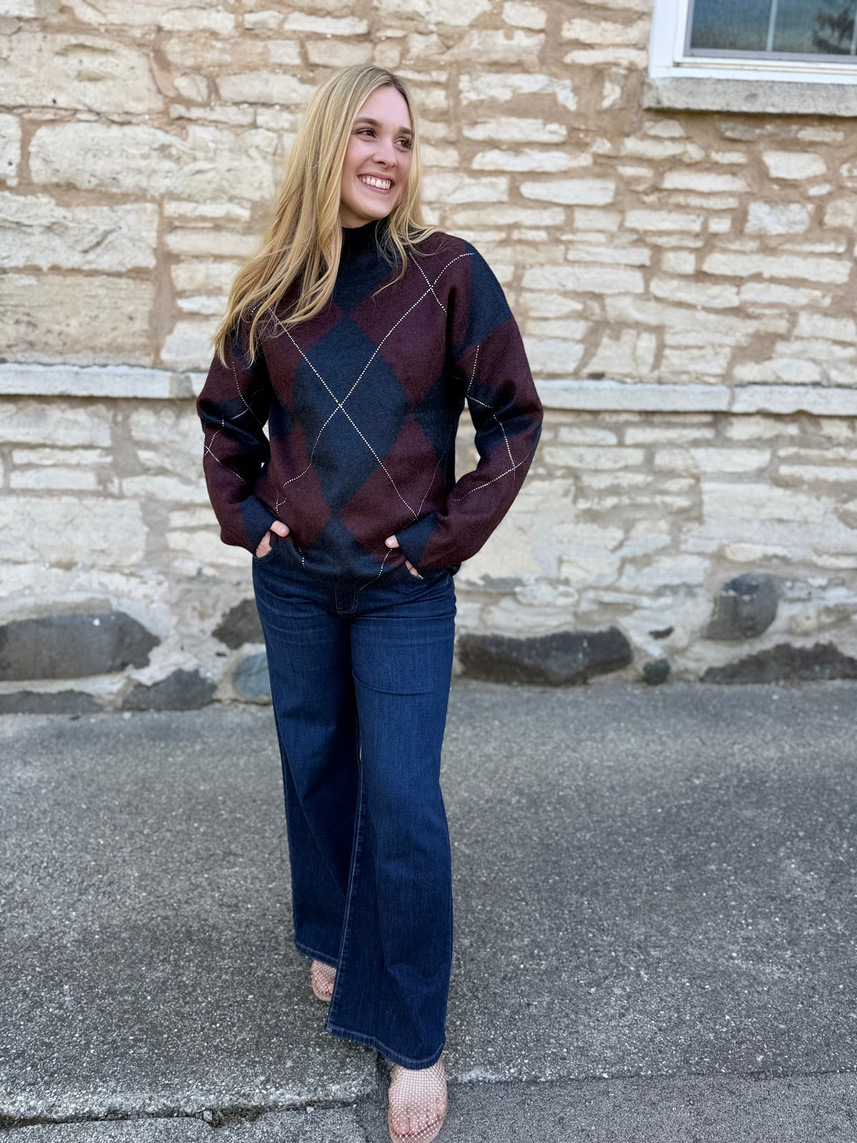 Thessaly Sweater Sapphire Argyle