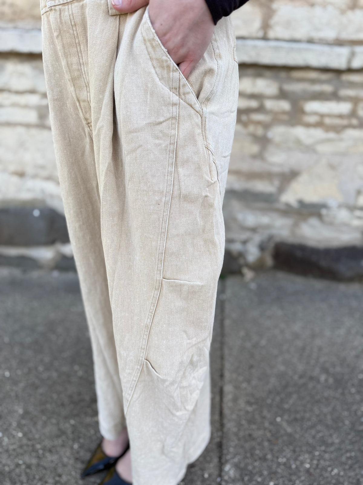 Washed Denim Barrel Pant Overalls