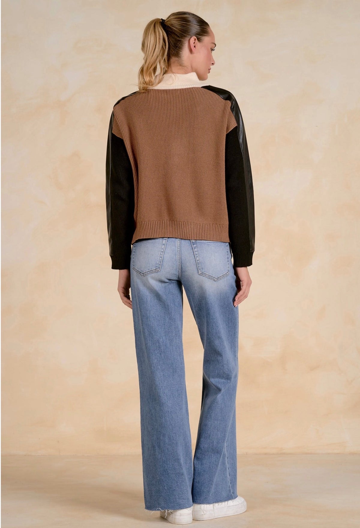 Color Block Quarter Zip Sweater
