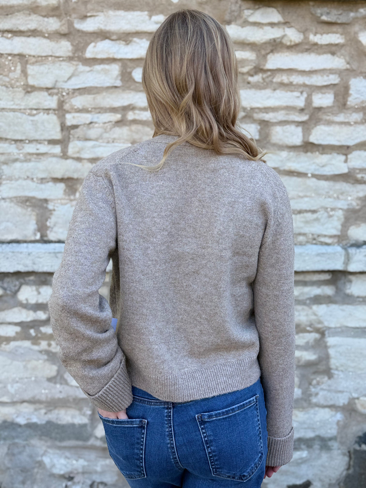 Patch Pocket Cardigan Taupe Heather