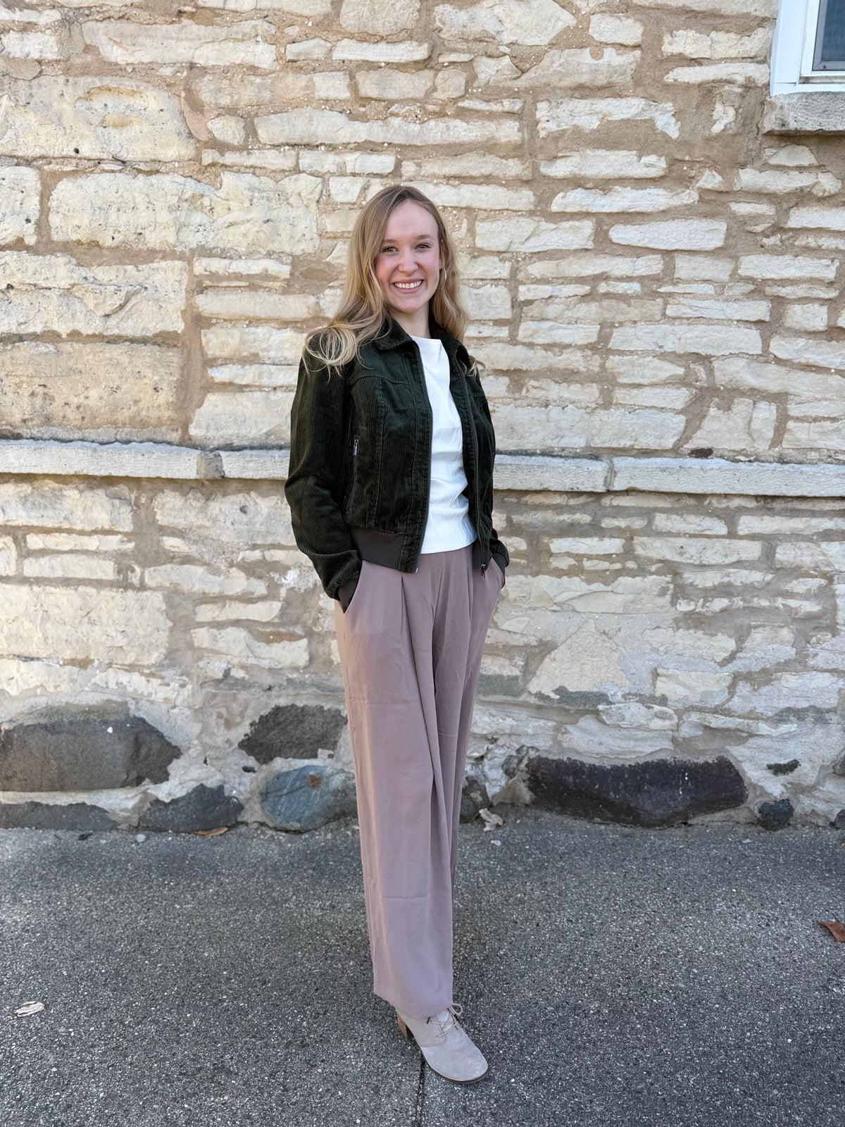 Zippered Front Collared Bomber Jacket