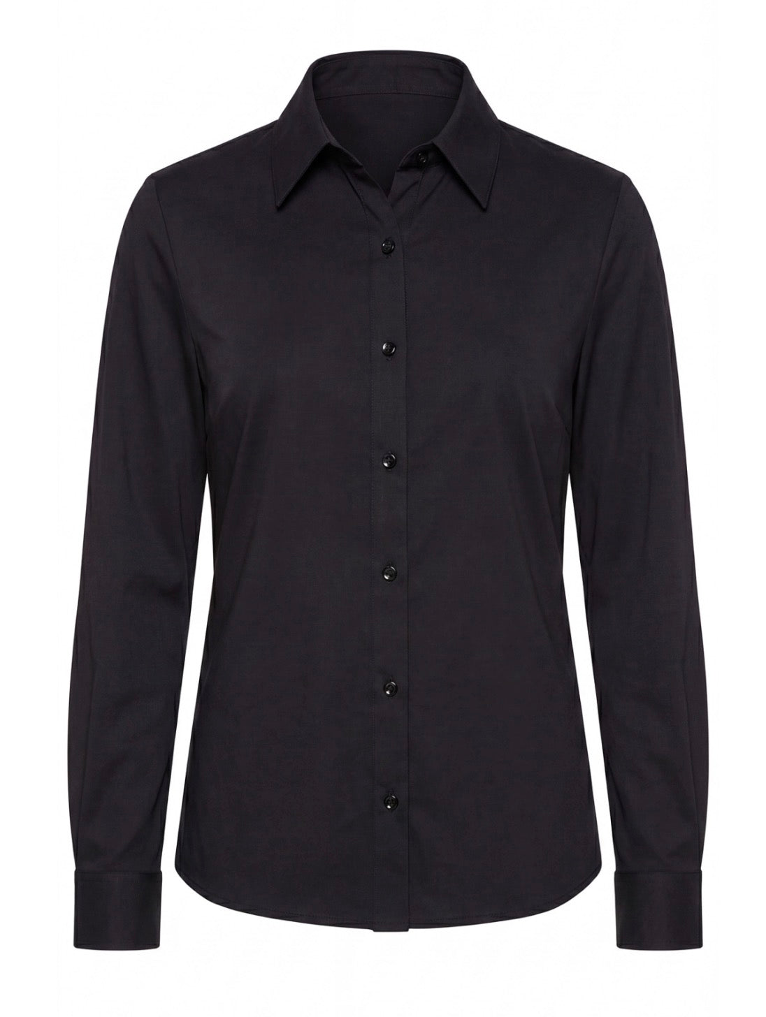 Button Front Long Sleeve Top Black