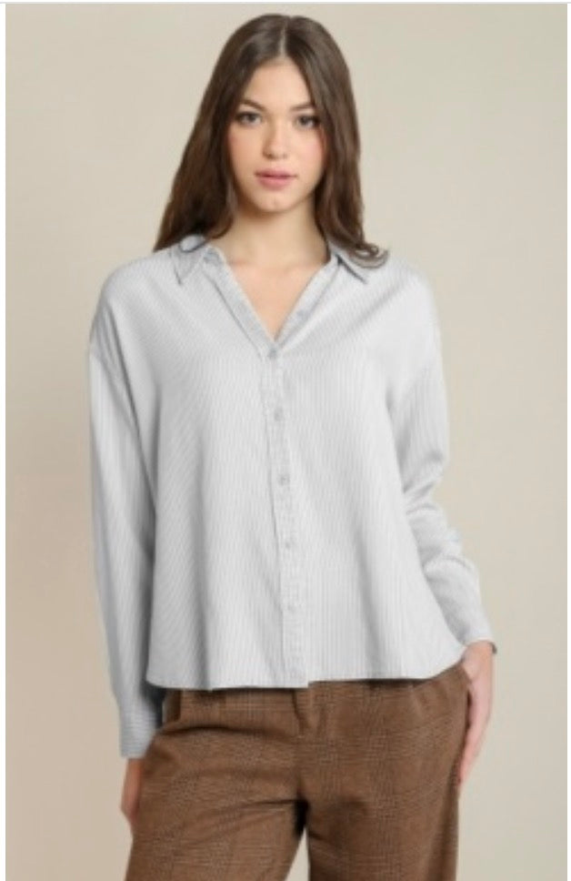 Relaxed Button Front Shirt Taupe