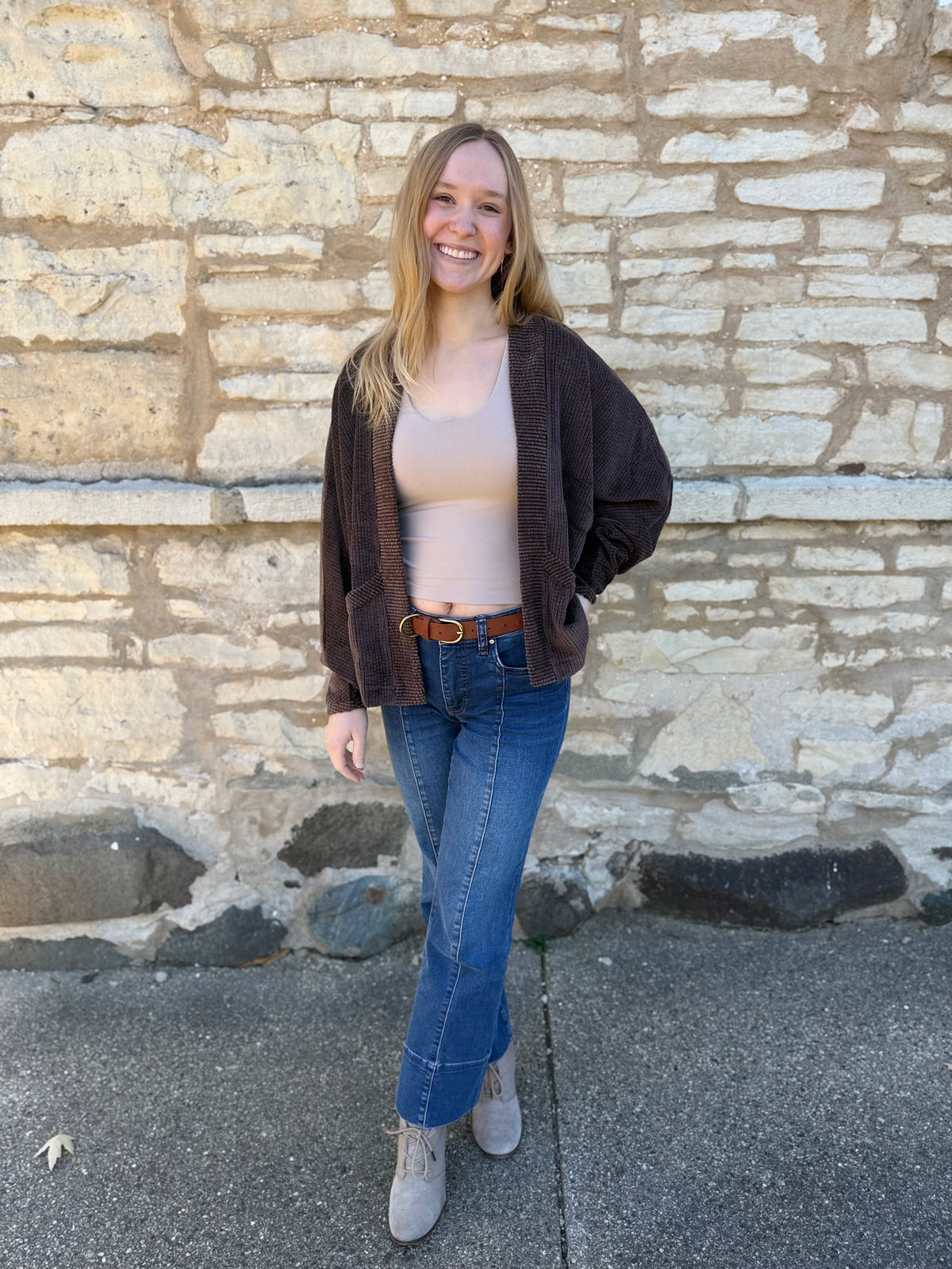 Jacquard Cord Cocoon Cardigan