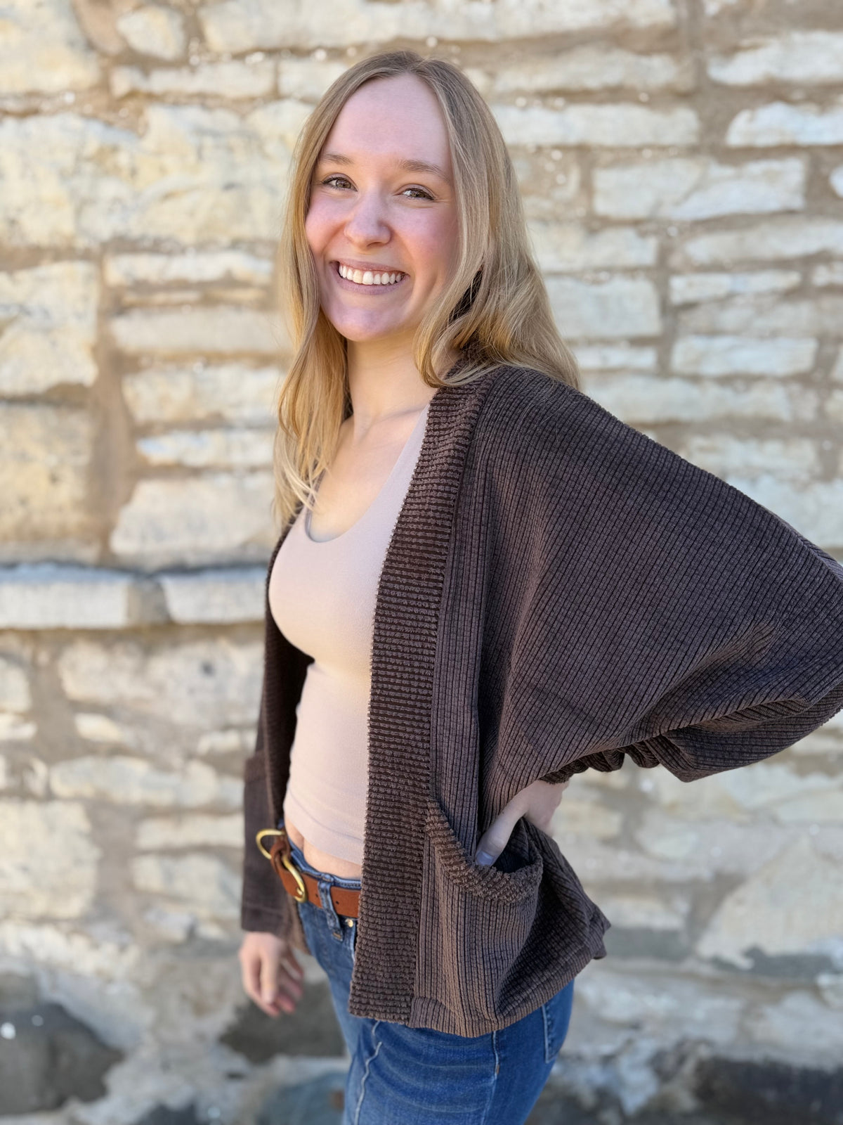 Jacquard Cord Cocoon Cardigan