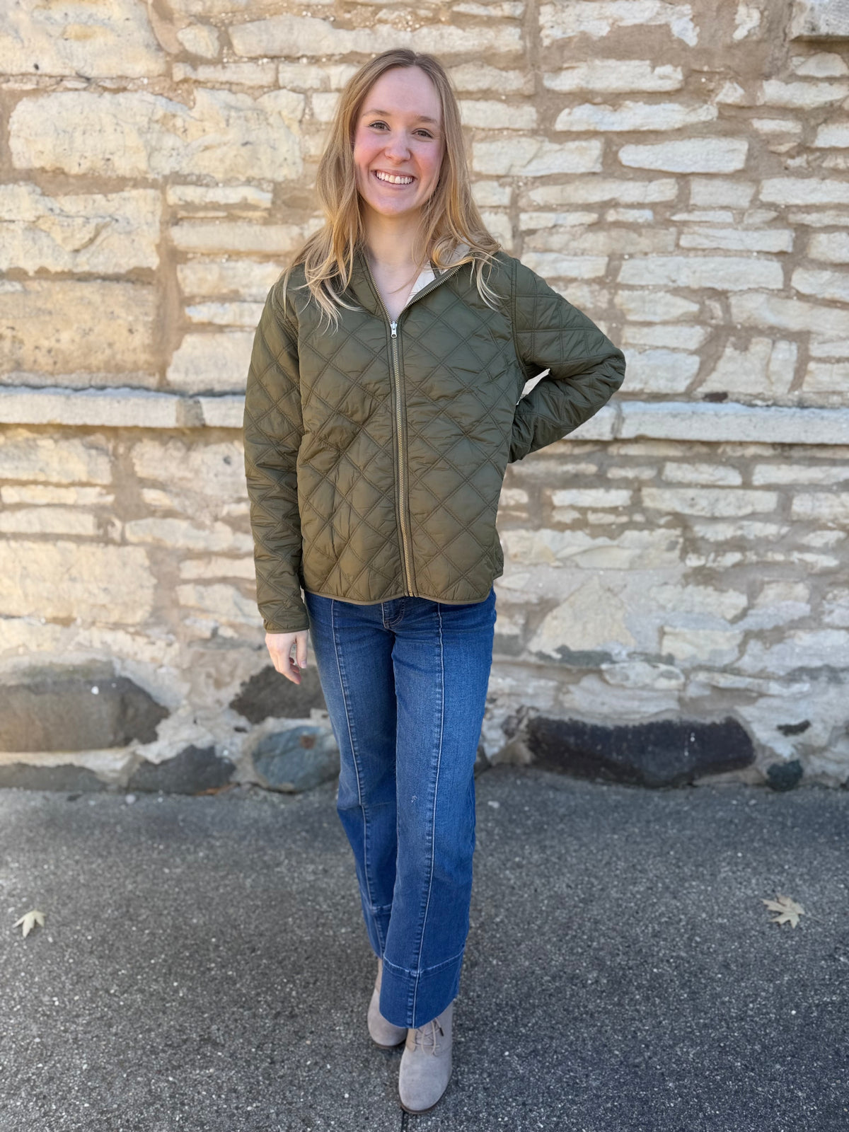 Reversible Lightweight Quilted Hooded Jacket