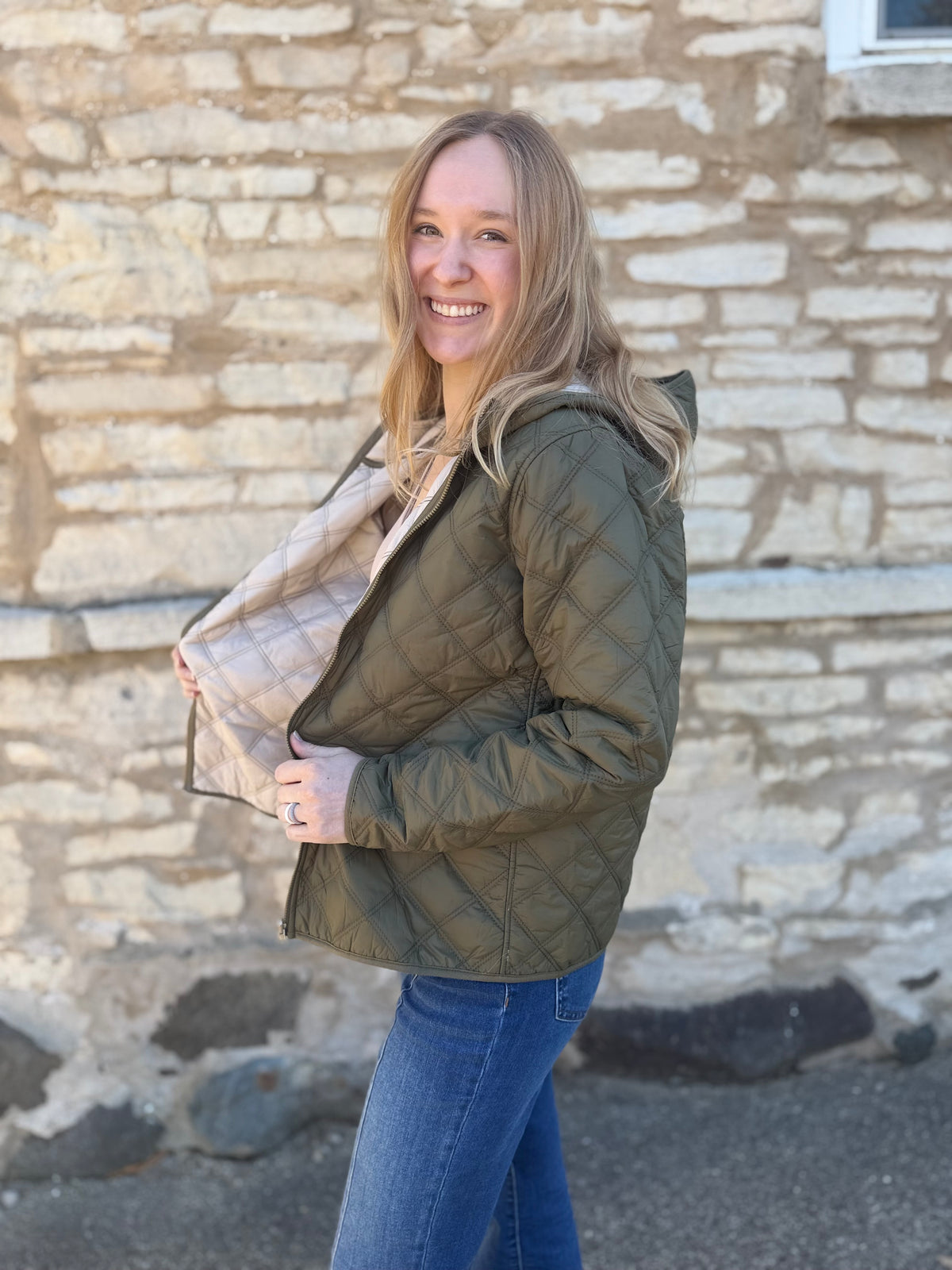 Reversible Lightweight Quilted Hooded Jacket