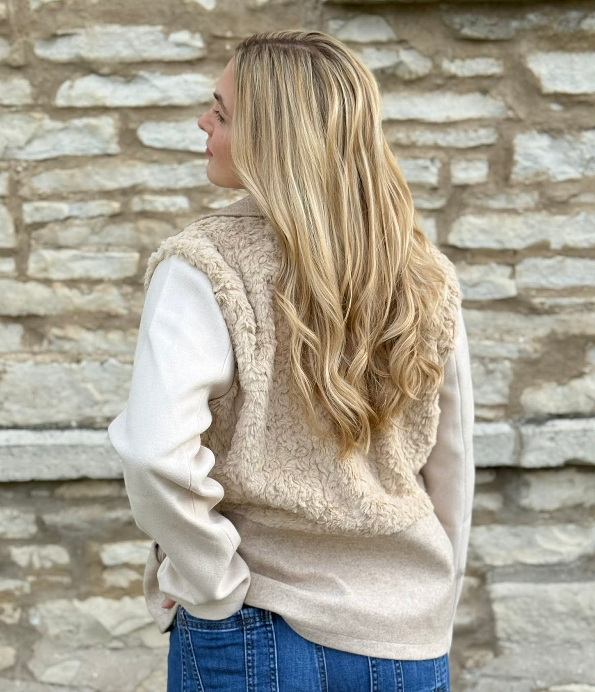 Mixed Media Jacket Latte